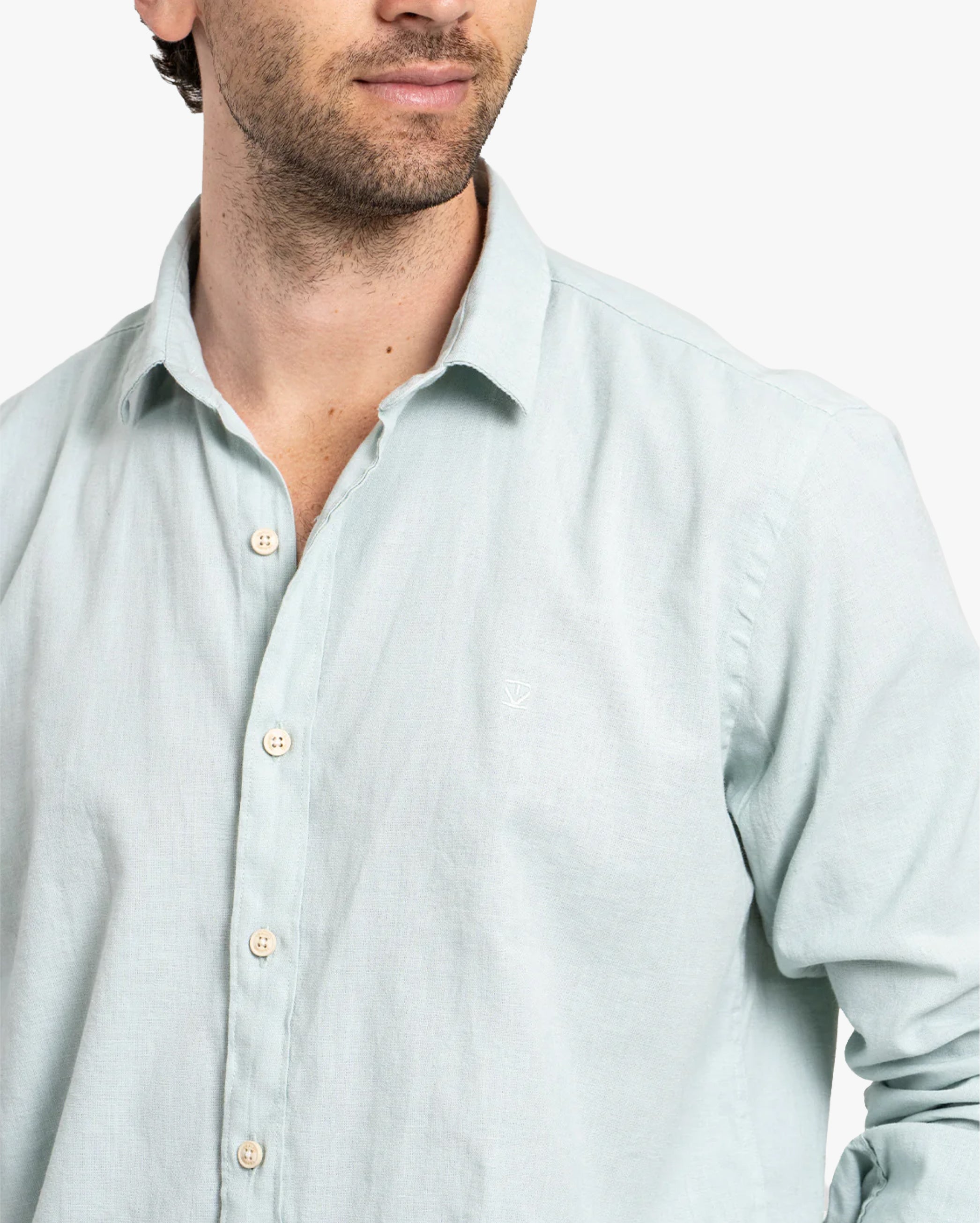 Camisa Lino Larga Aqua