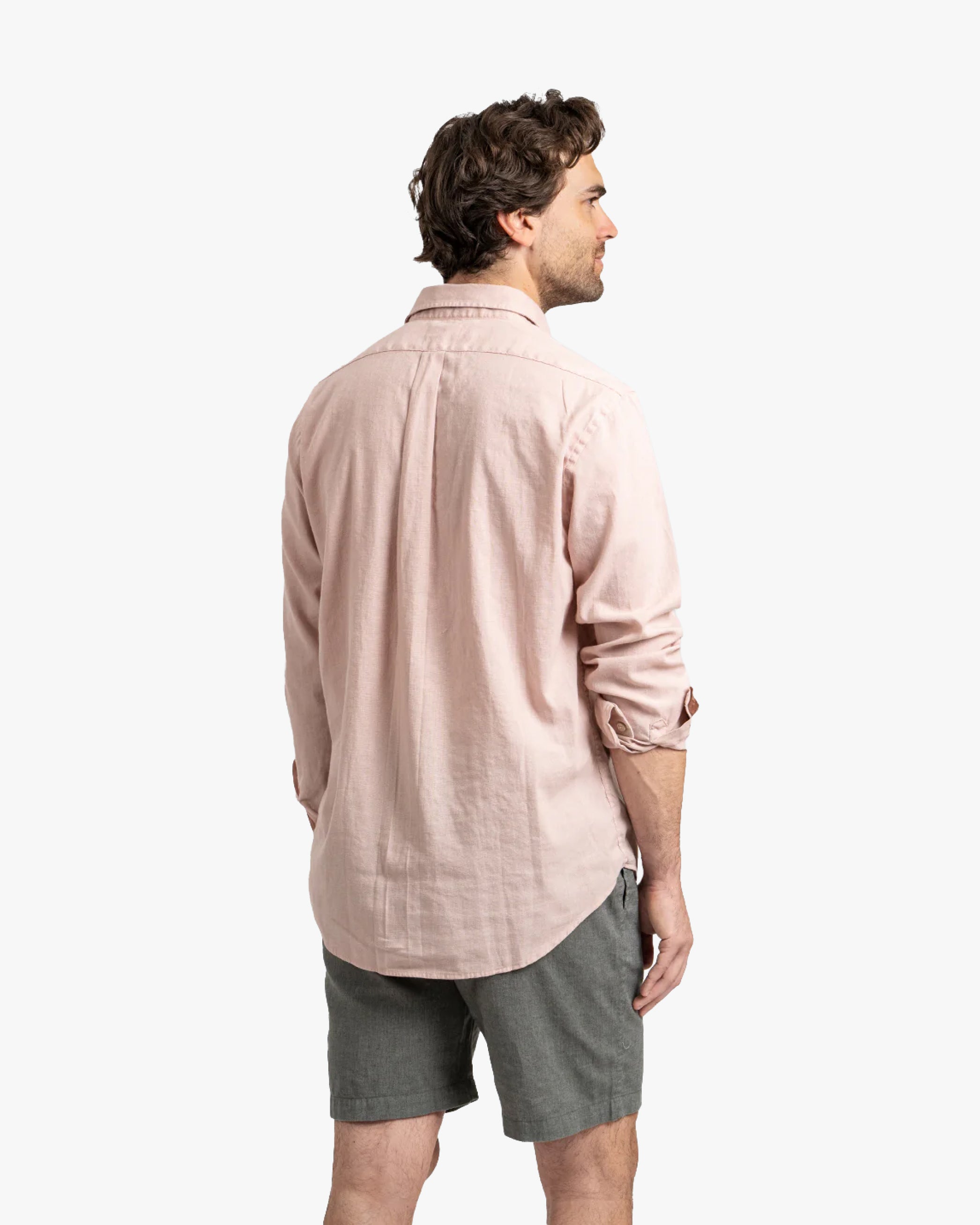 Camisa Lino Larga Rosa