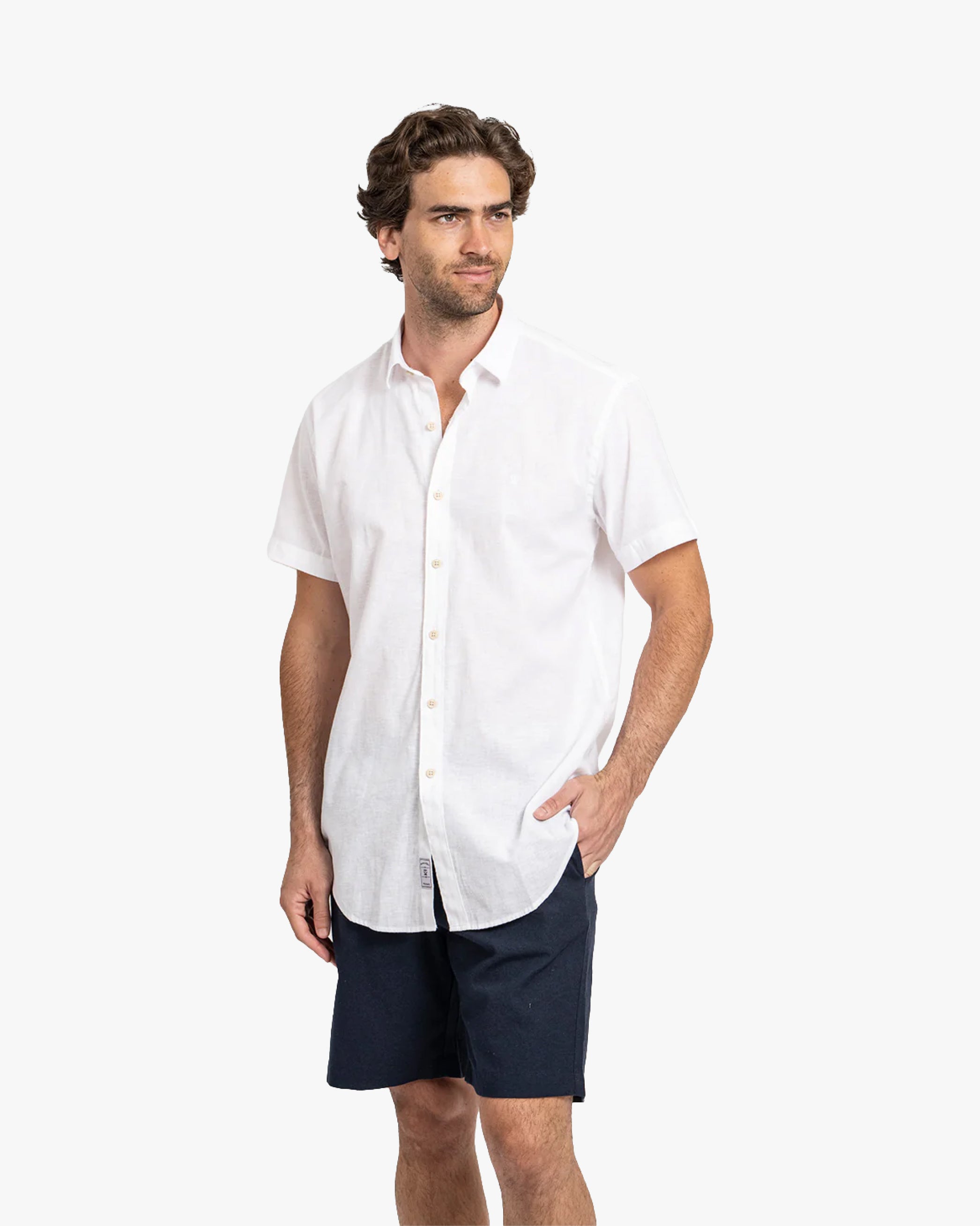 Camisa Lino Corta Blanco