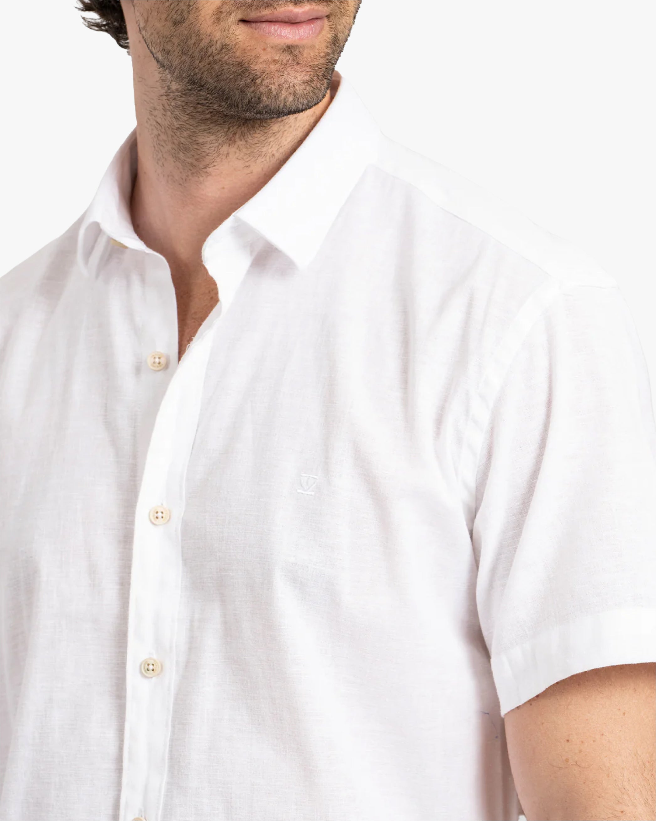 Camisa Lino Corta Blanco
