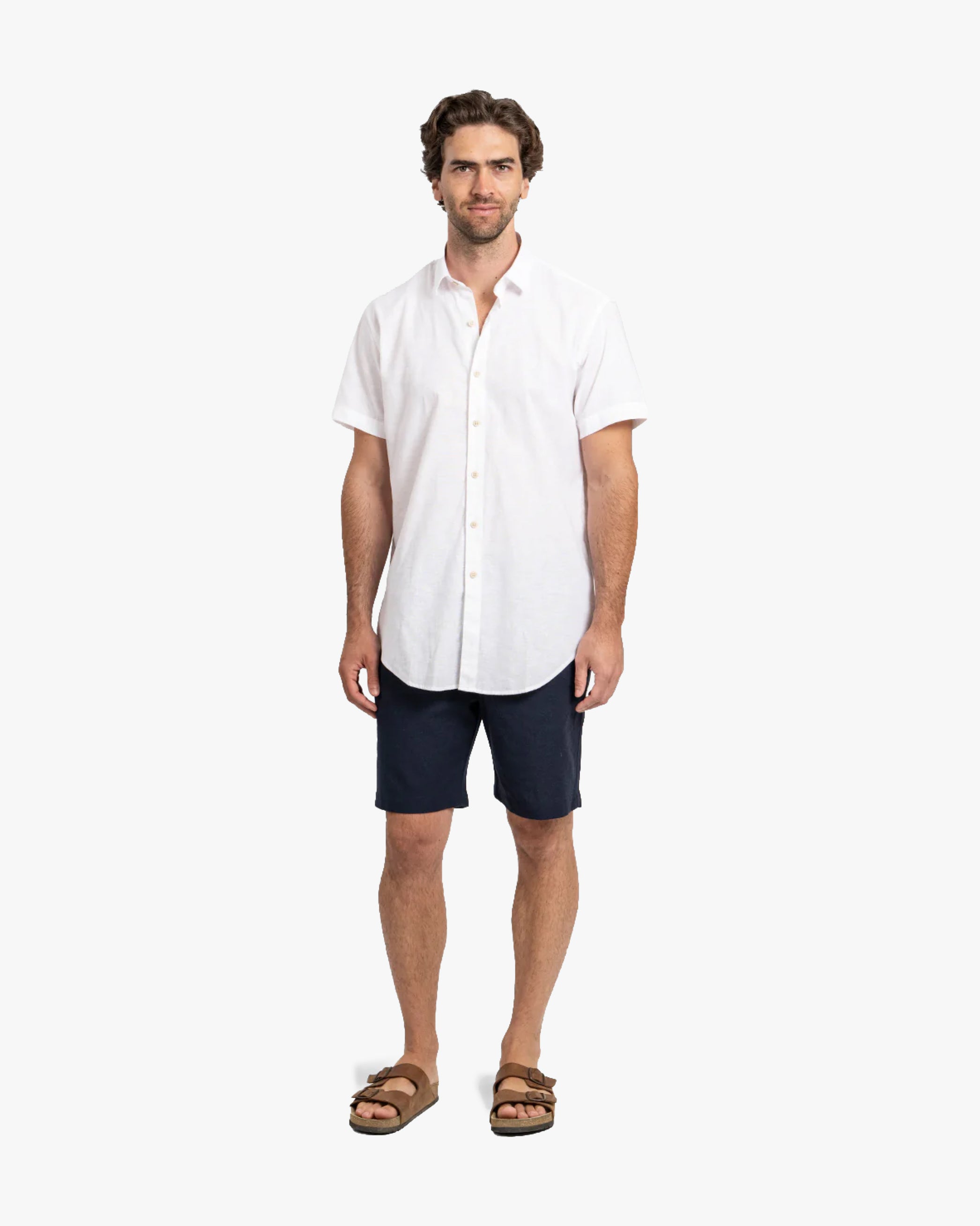 Camisa Lino Corta Blanco