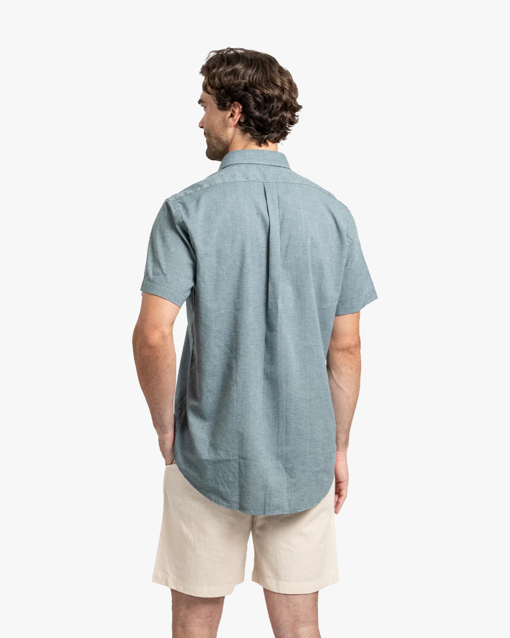 Camisa Lino Corta Petróleo