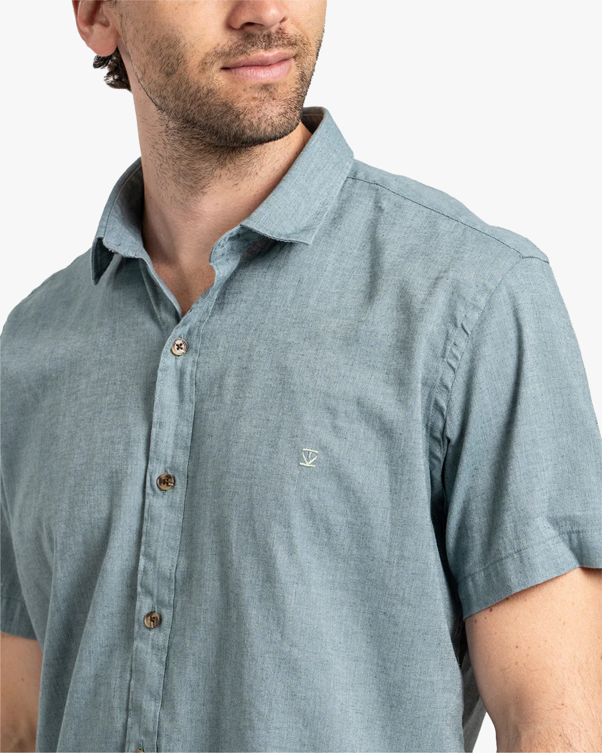 Camisa Lino Corta Petróleo