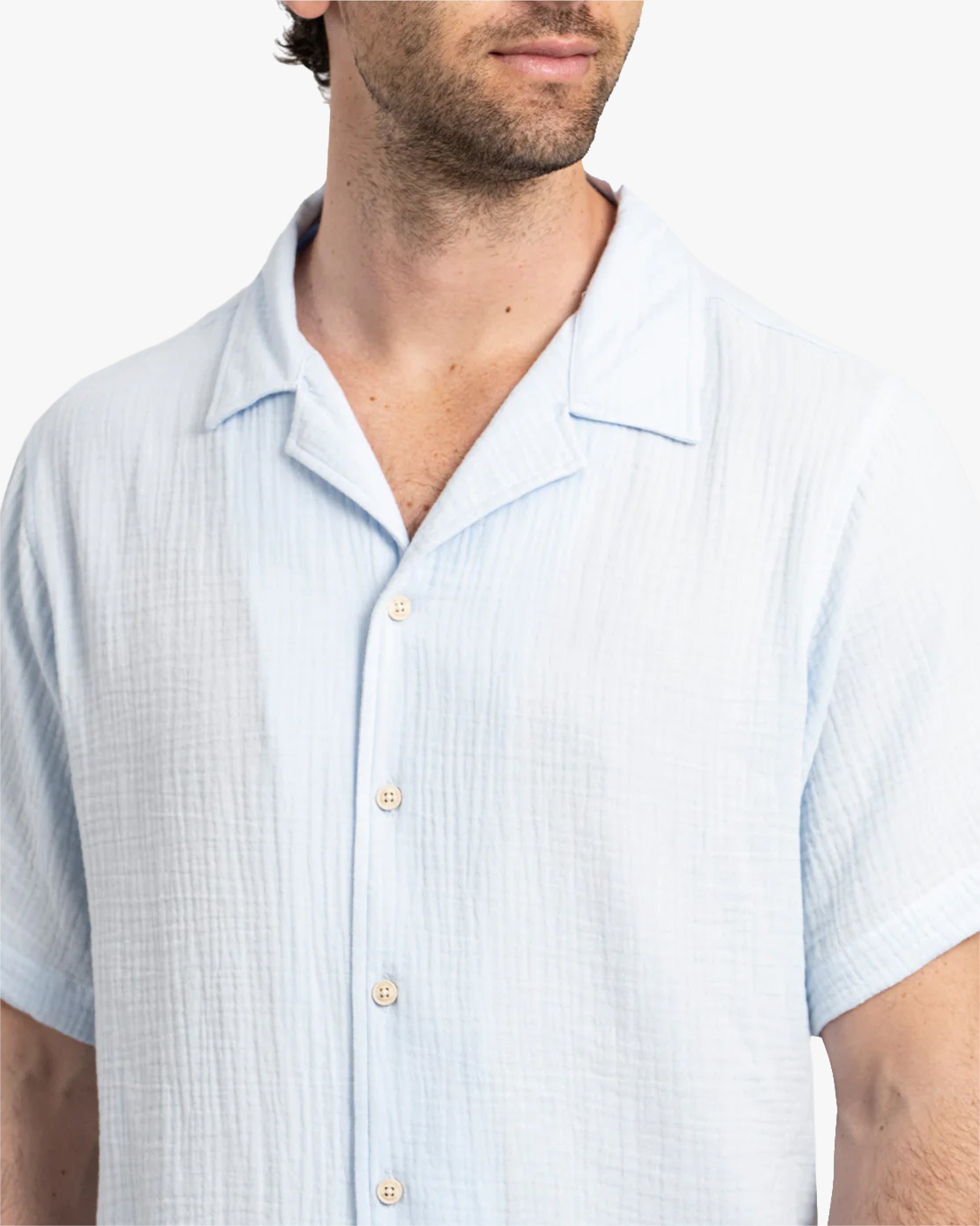 Camisa Waffler Corta Celeste