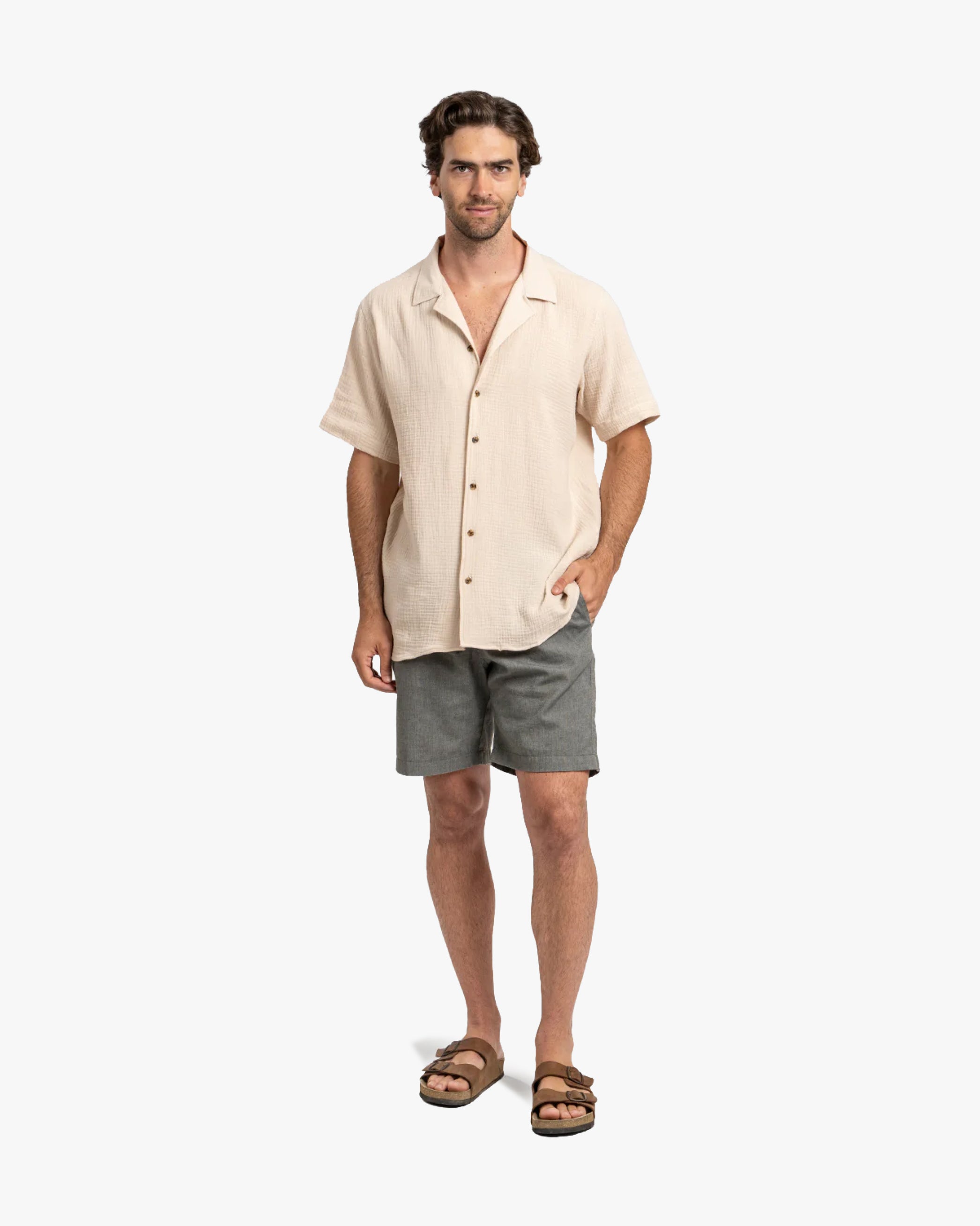 Camisa Waffler Corta Beige