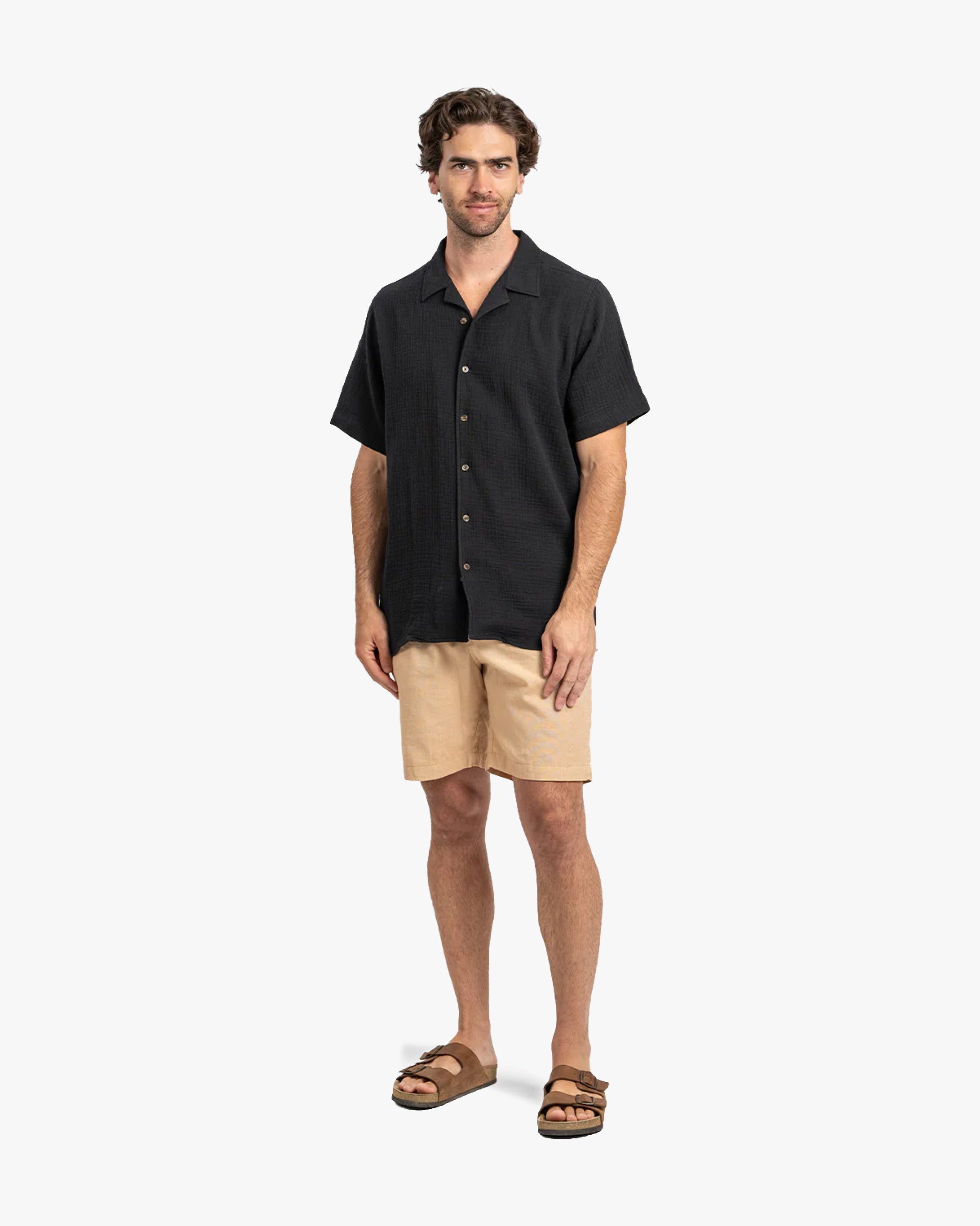 Camisa Waffler Corta Negro