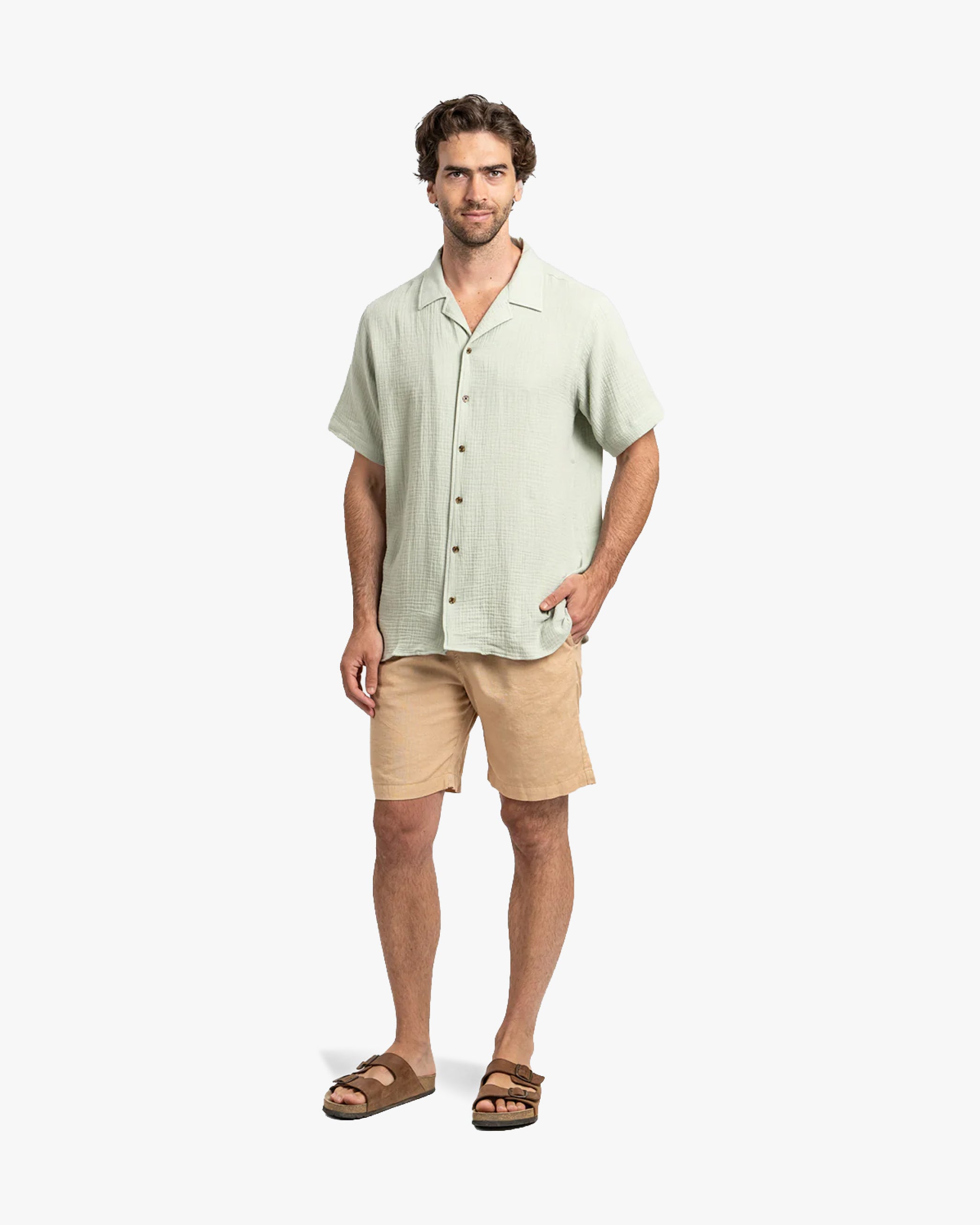 Camisa Waffler Corta Pistacho