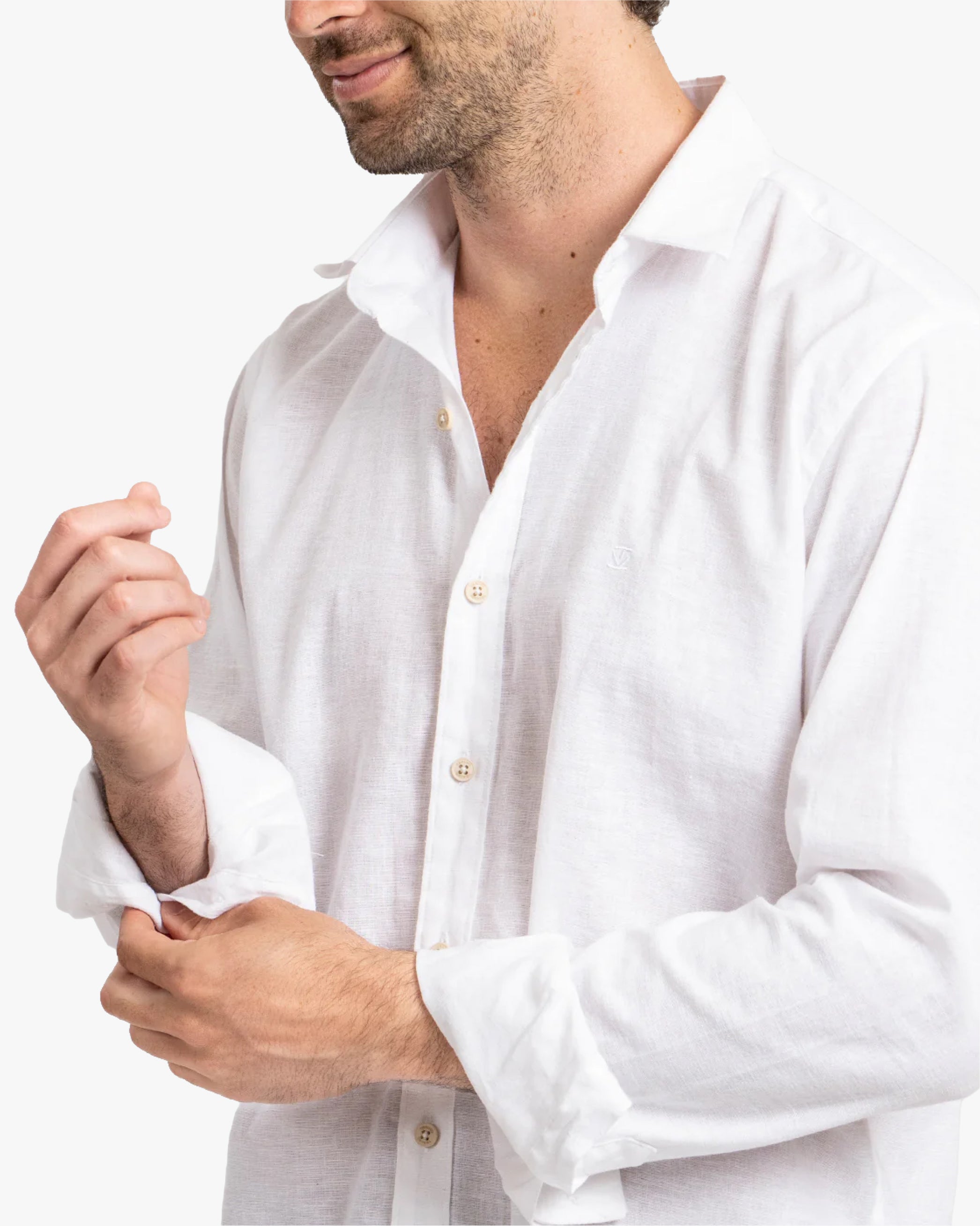 Camisa Lino Larga Blanco