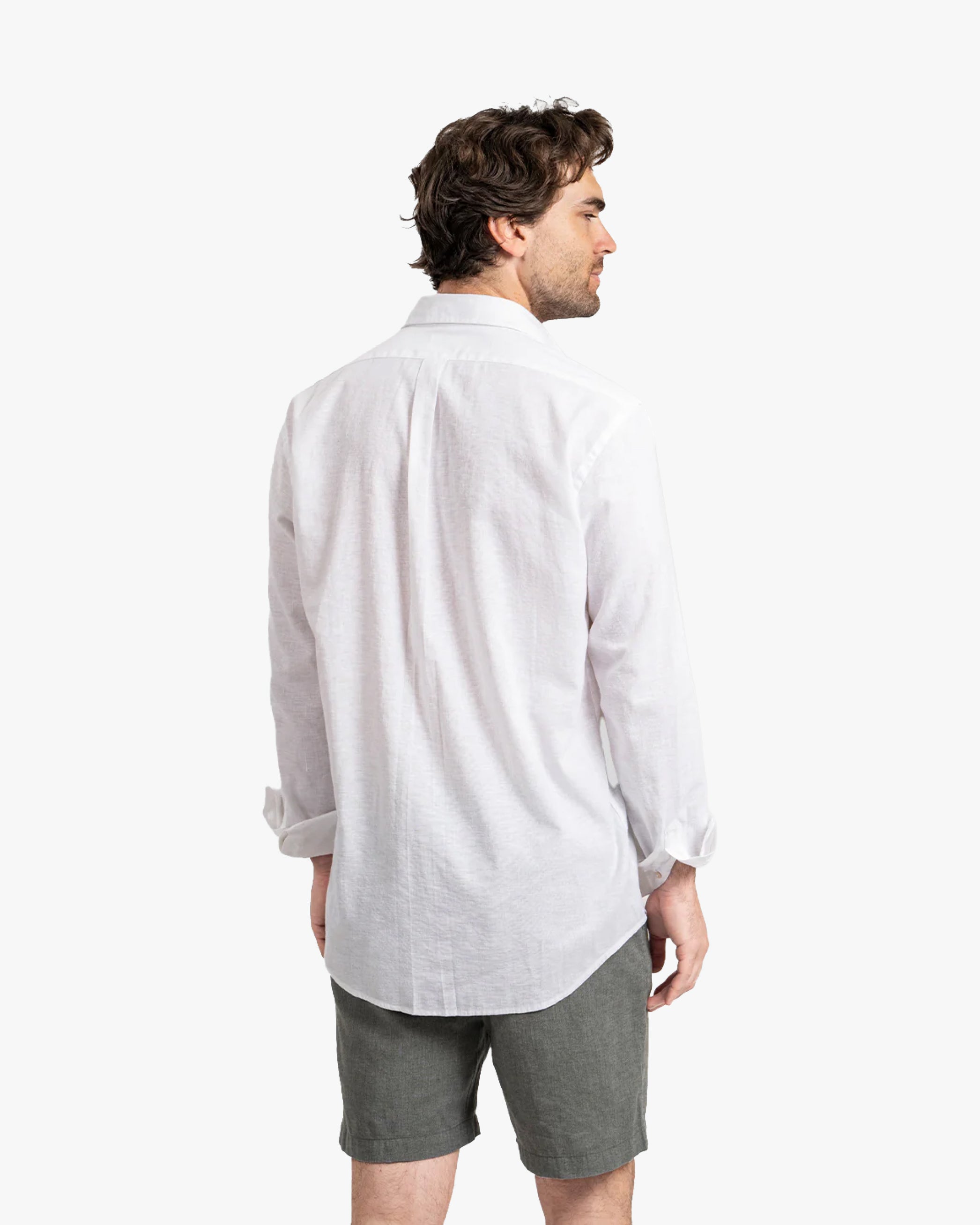 Camisa Lino Larga Blanco