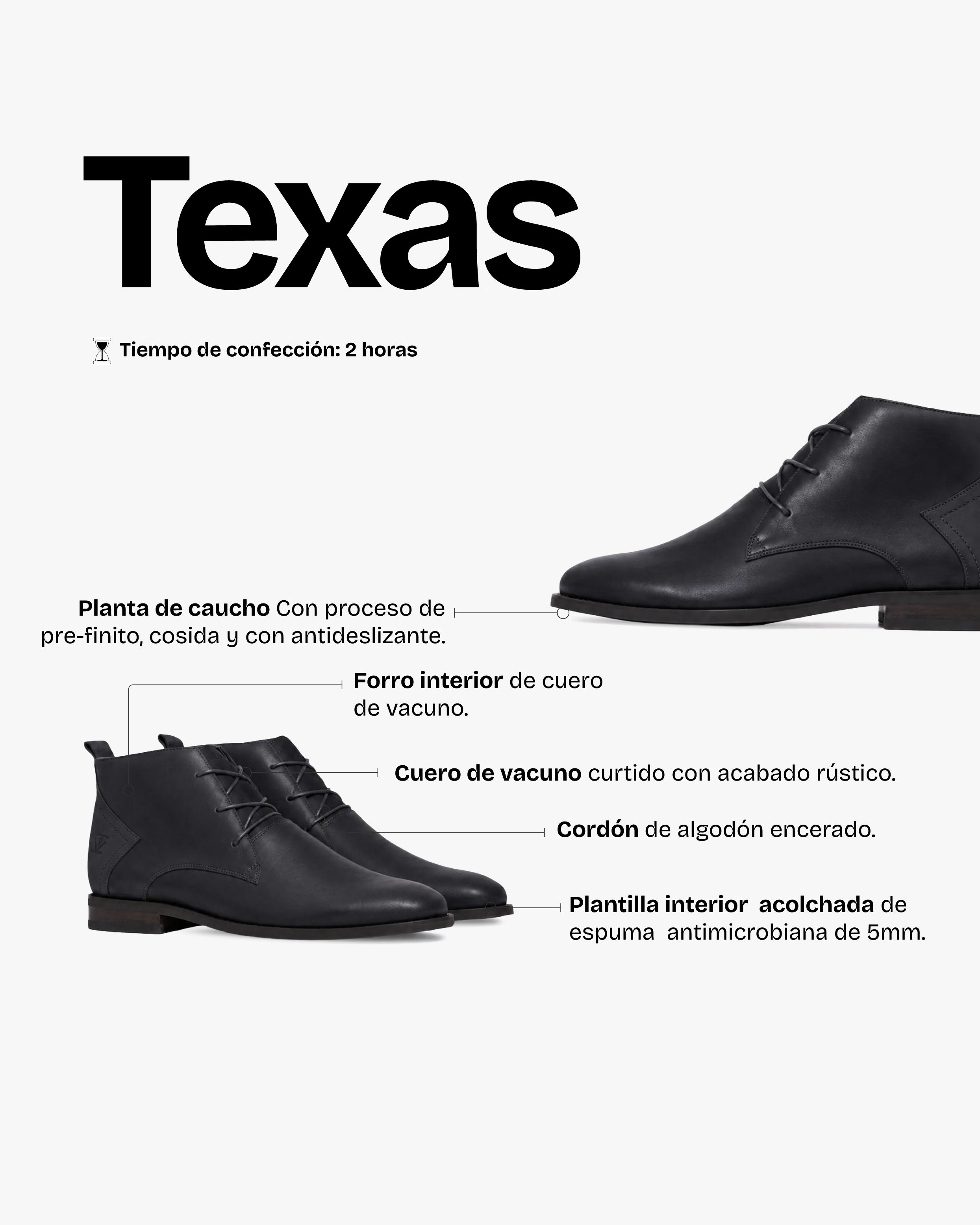 Botín Hombre Texas Negro