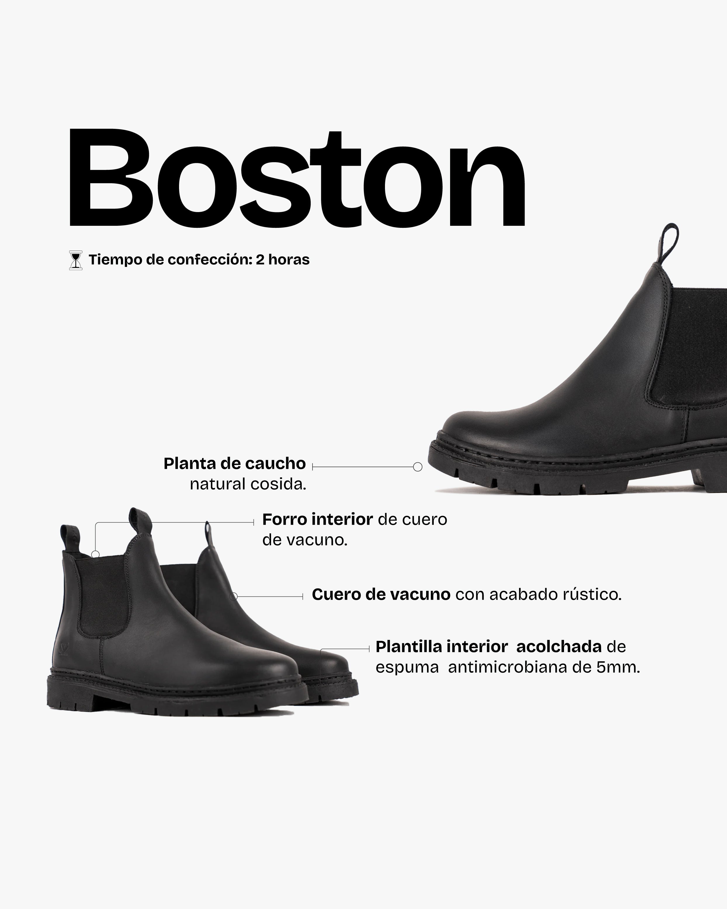 Botín Hombre Boston Negro
