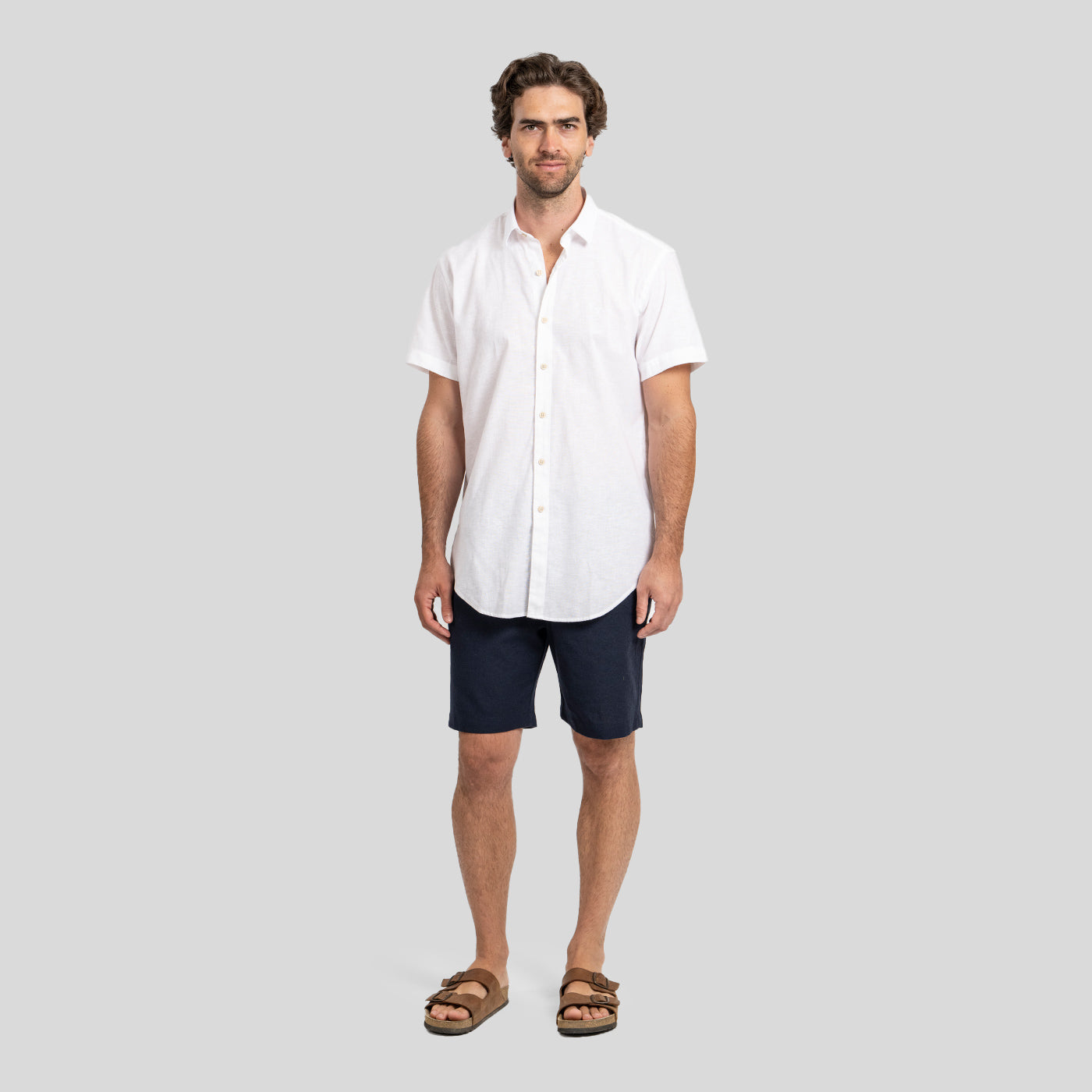 Camisa Lino Corta Blanco