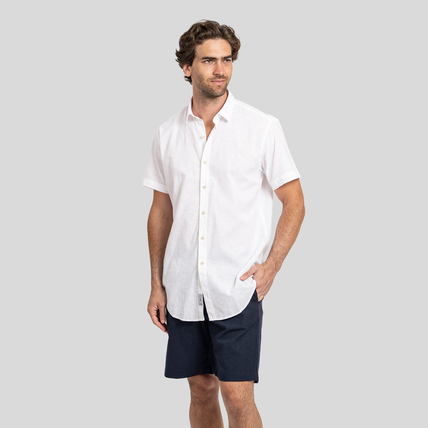 Camisa Lino Corta Blanco