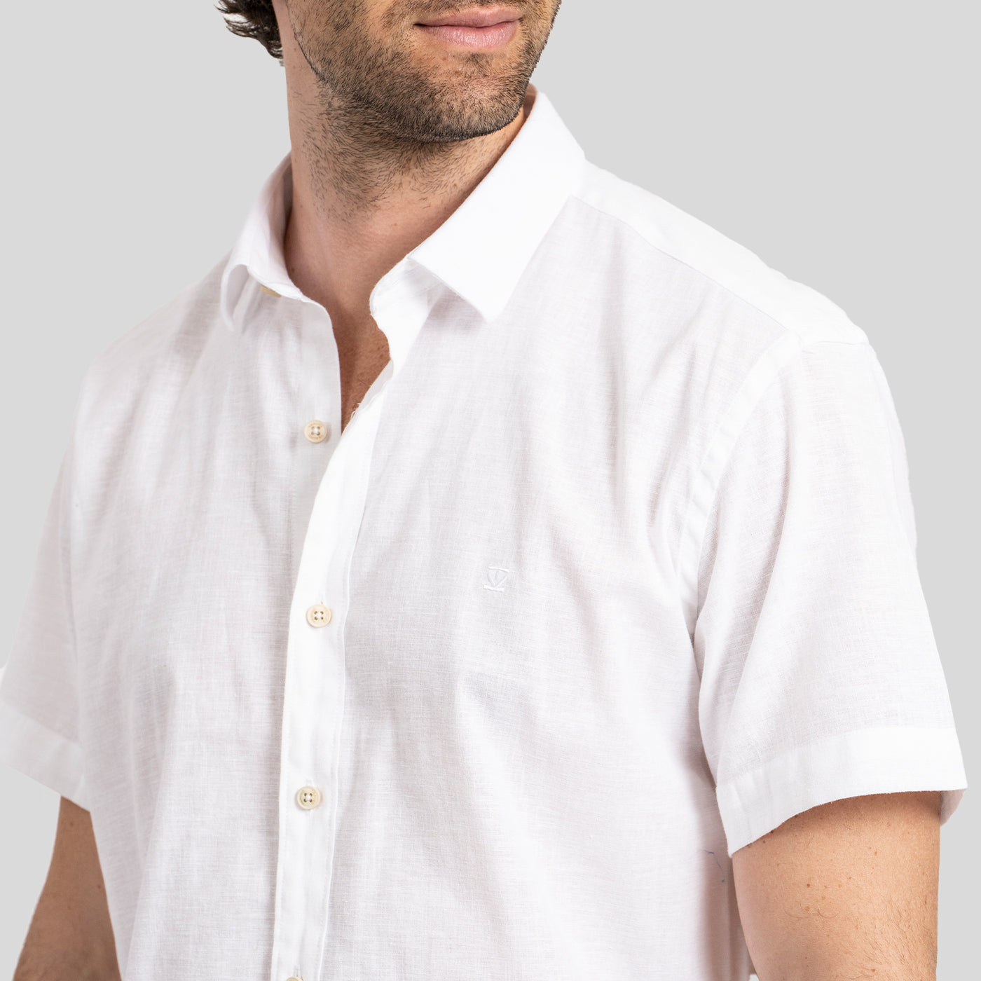 Camisa Lino Corta Blanco