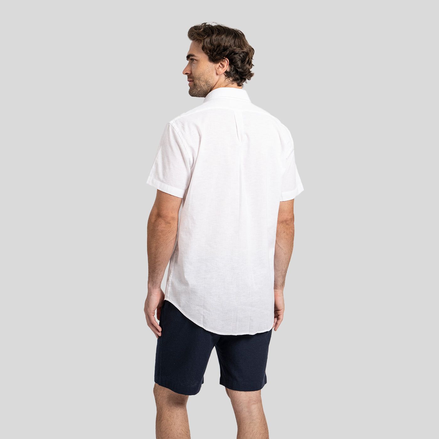 Camisa Lino Corta Blanco