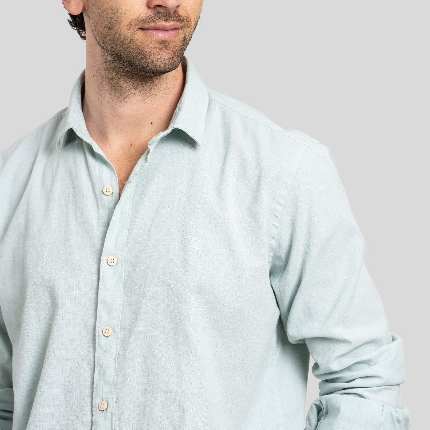 Camisa Lino Larga Aqua