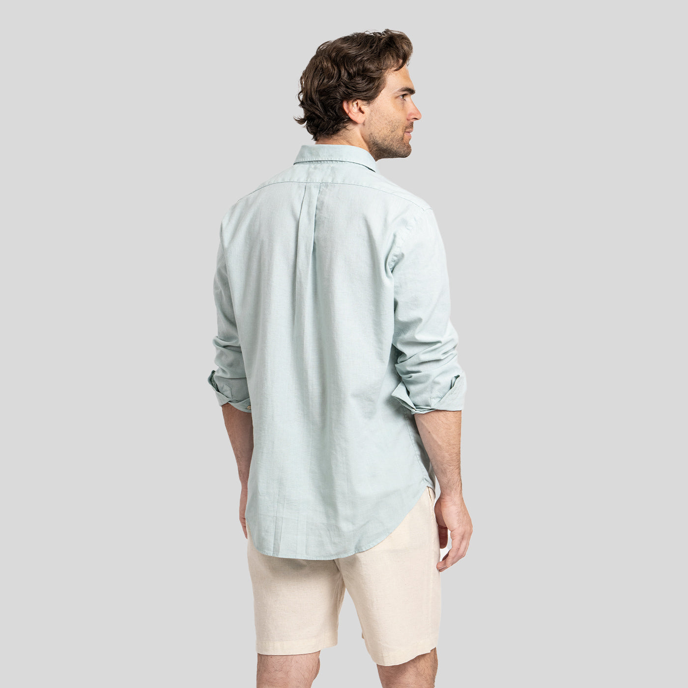 Camisa Lino Larga Aqua