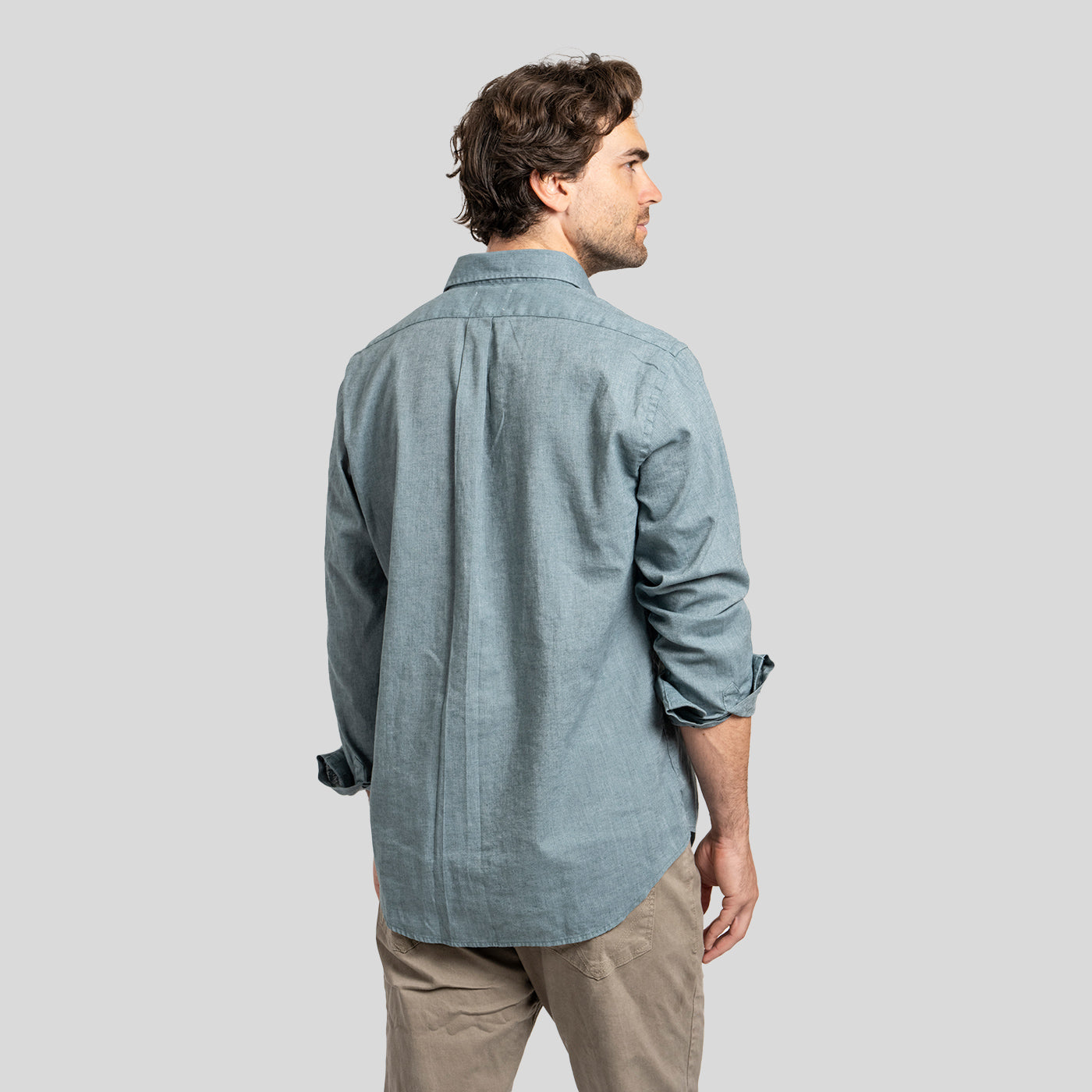 Camisa Lino Larga Petróleo