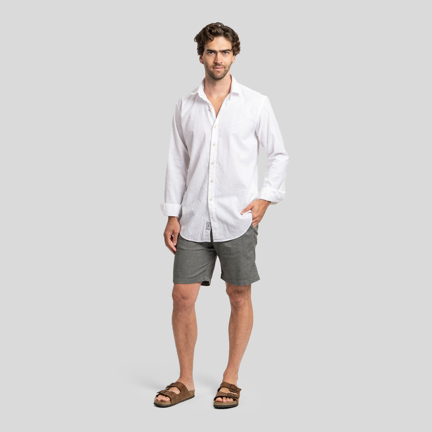 Camisa Lino Larga Blanco