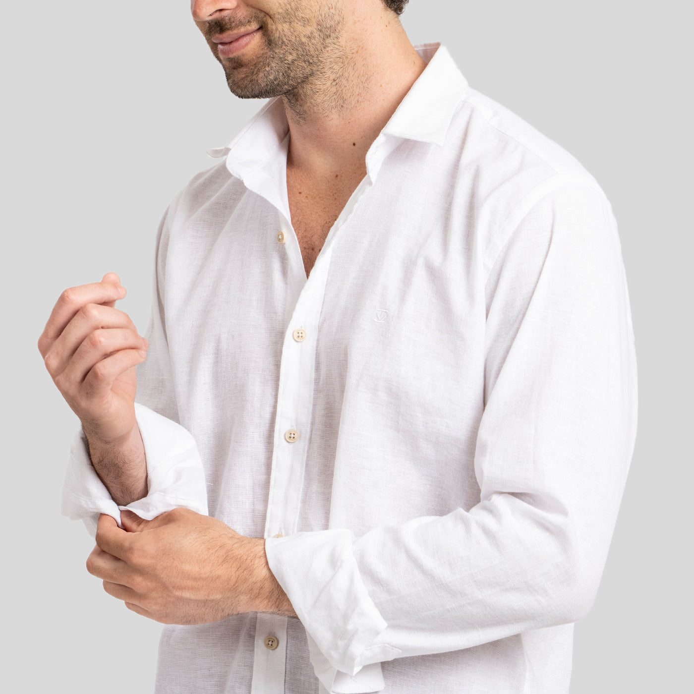 Camisa Lino Larga Blanco