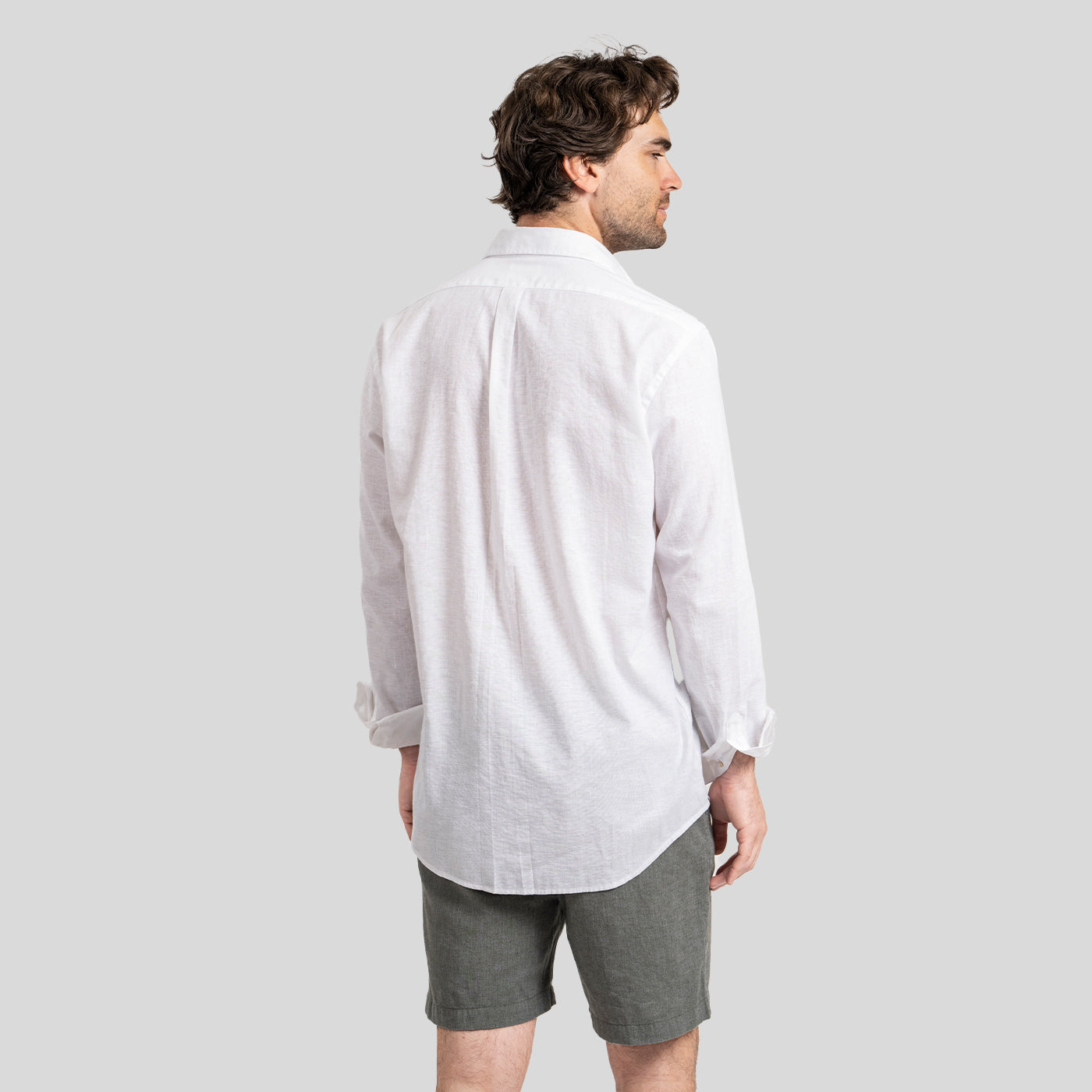 Camisa Lino Larga Blanco