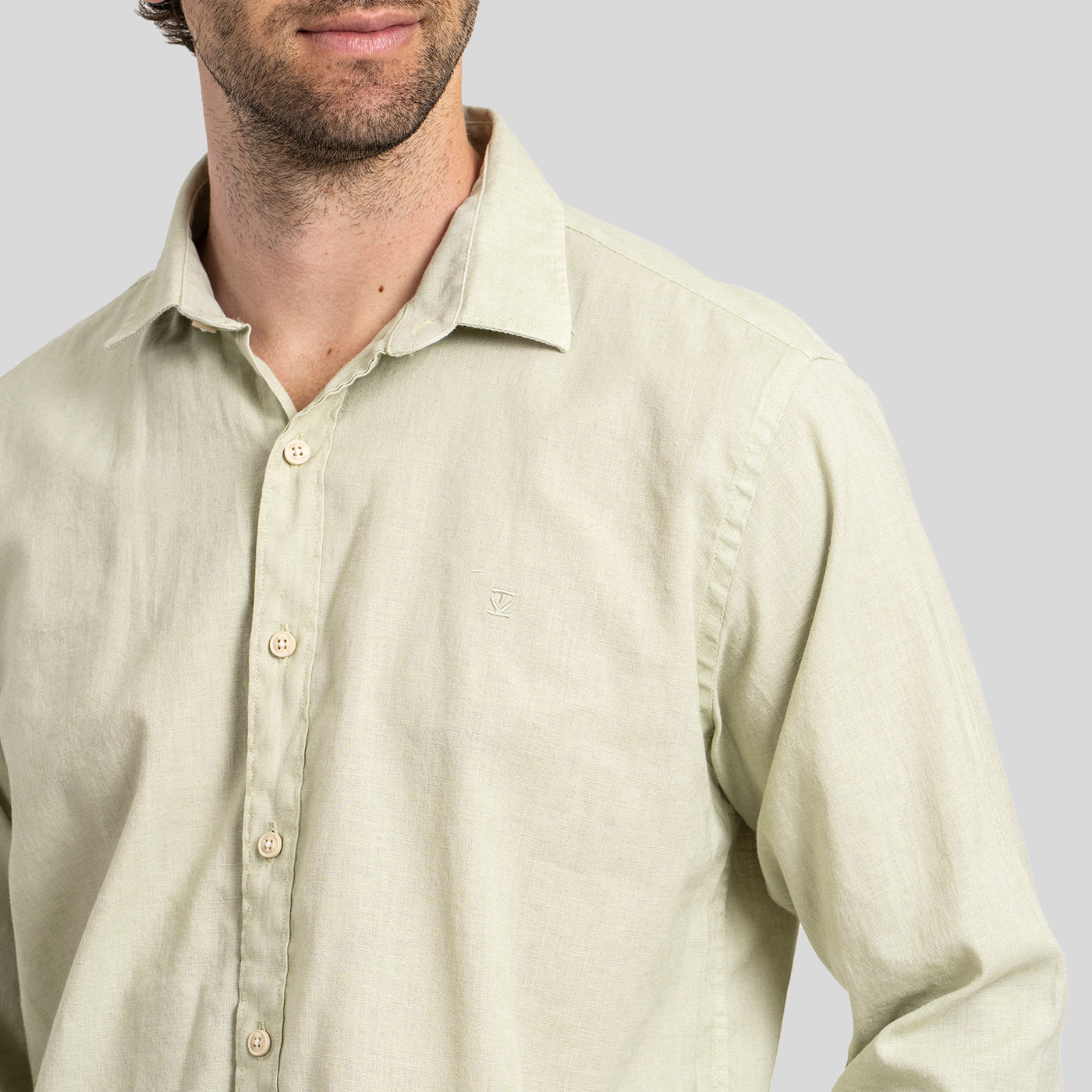 Camisa Lino Larga Pistacho