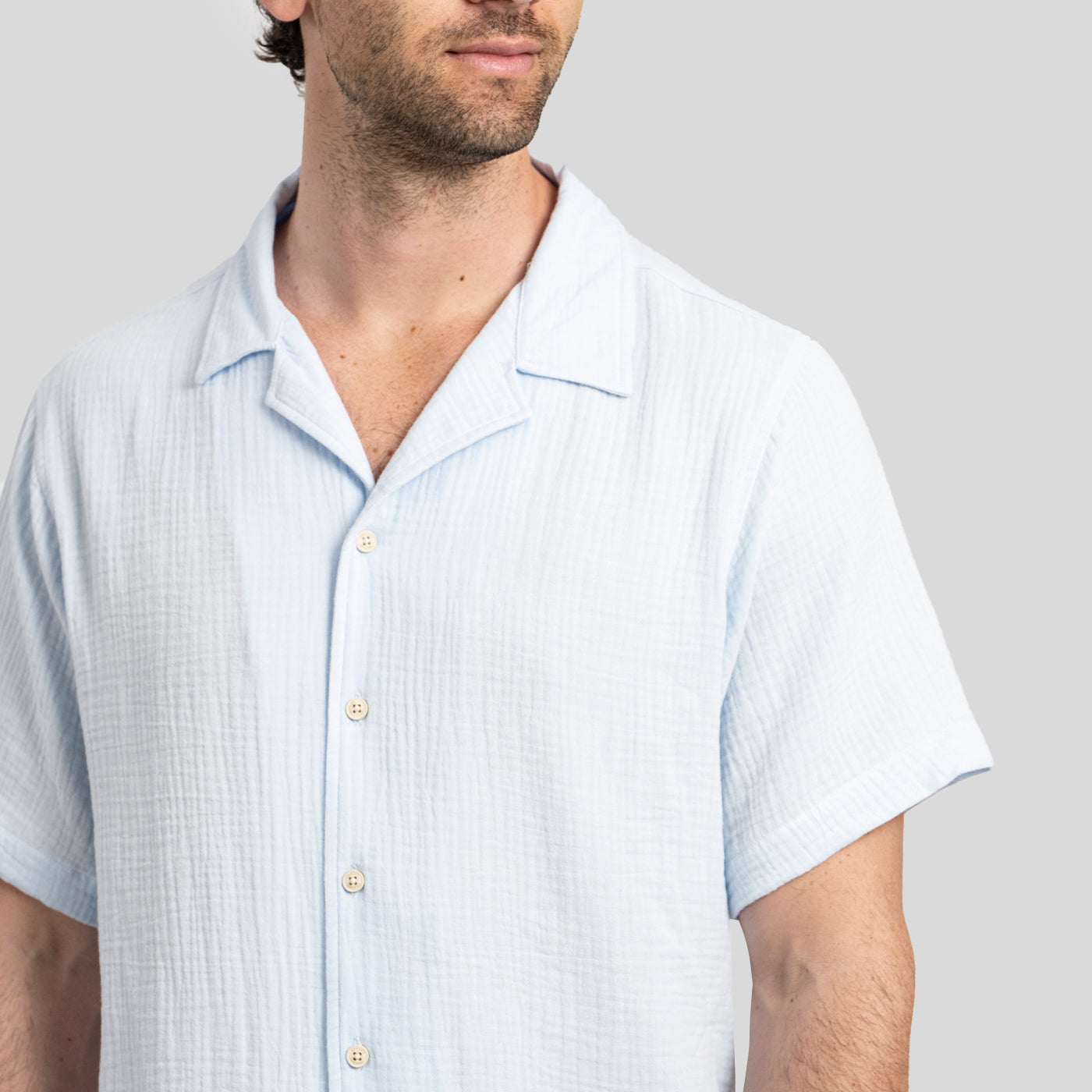 Camisa Waffler Corta Celeste