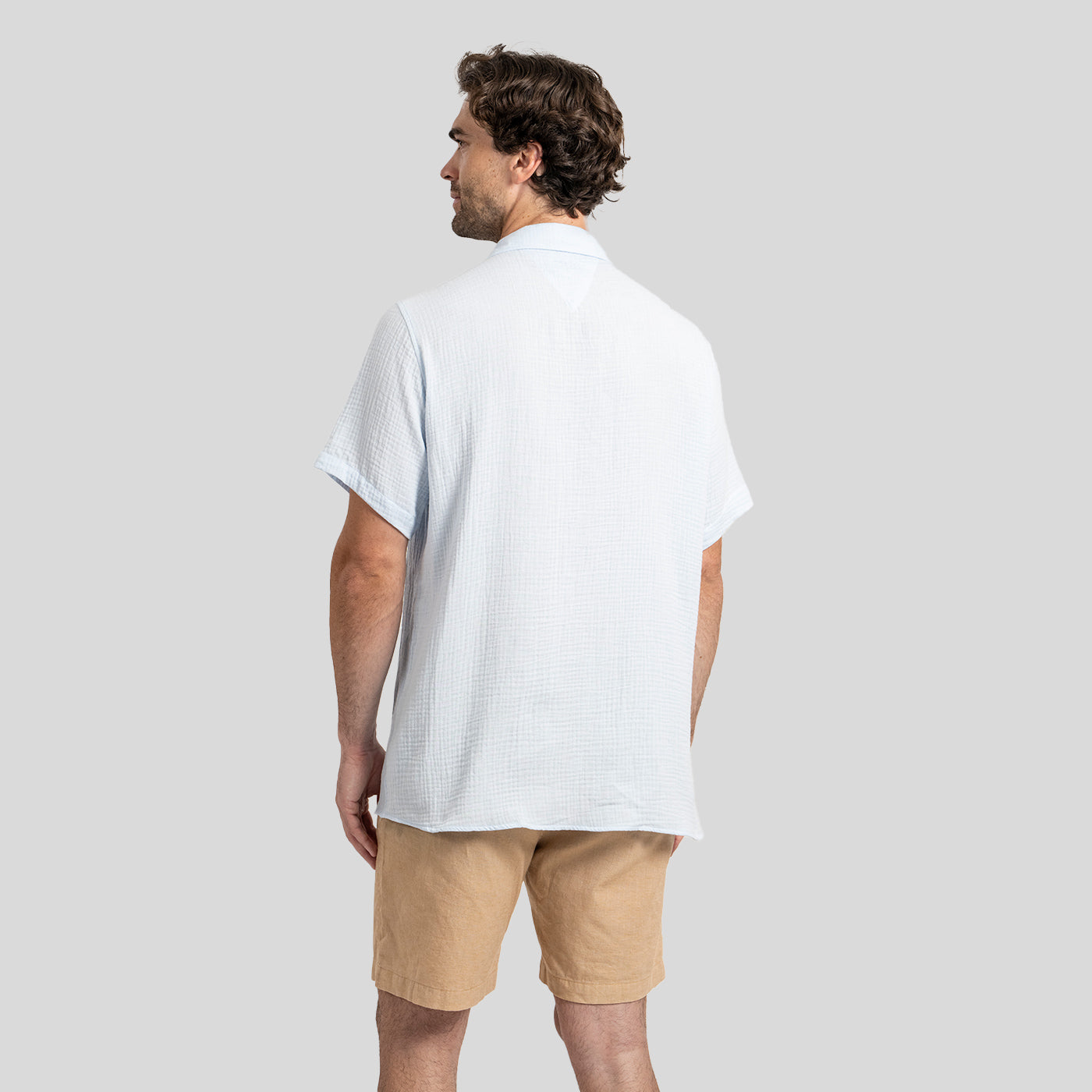 Camisa Waffler Corta Celeste