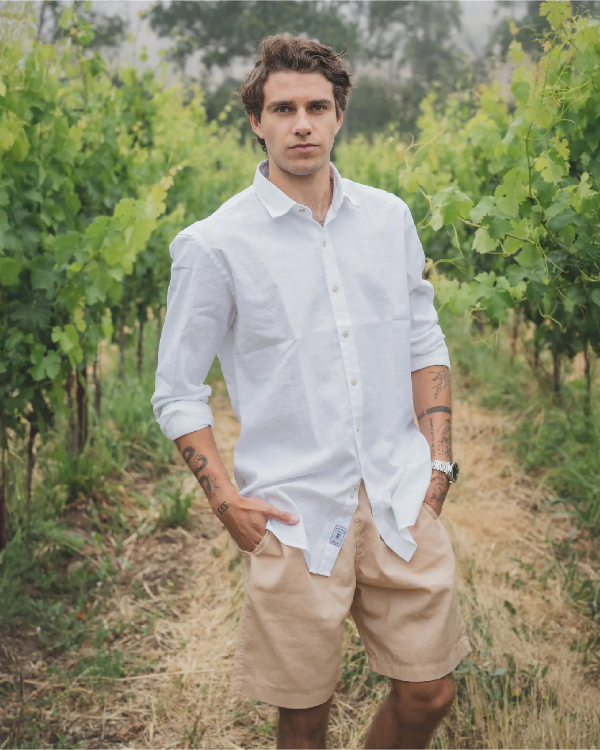 Camisa Lino Larga Blanco