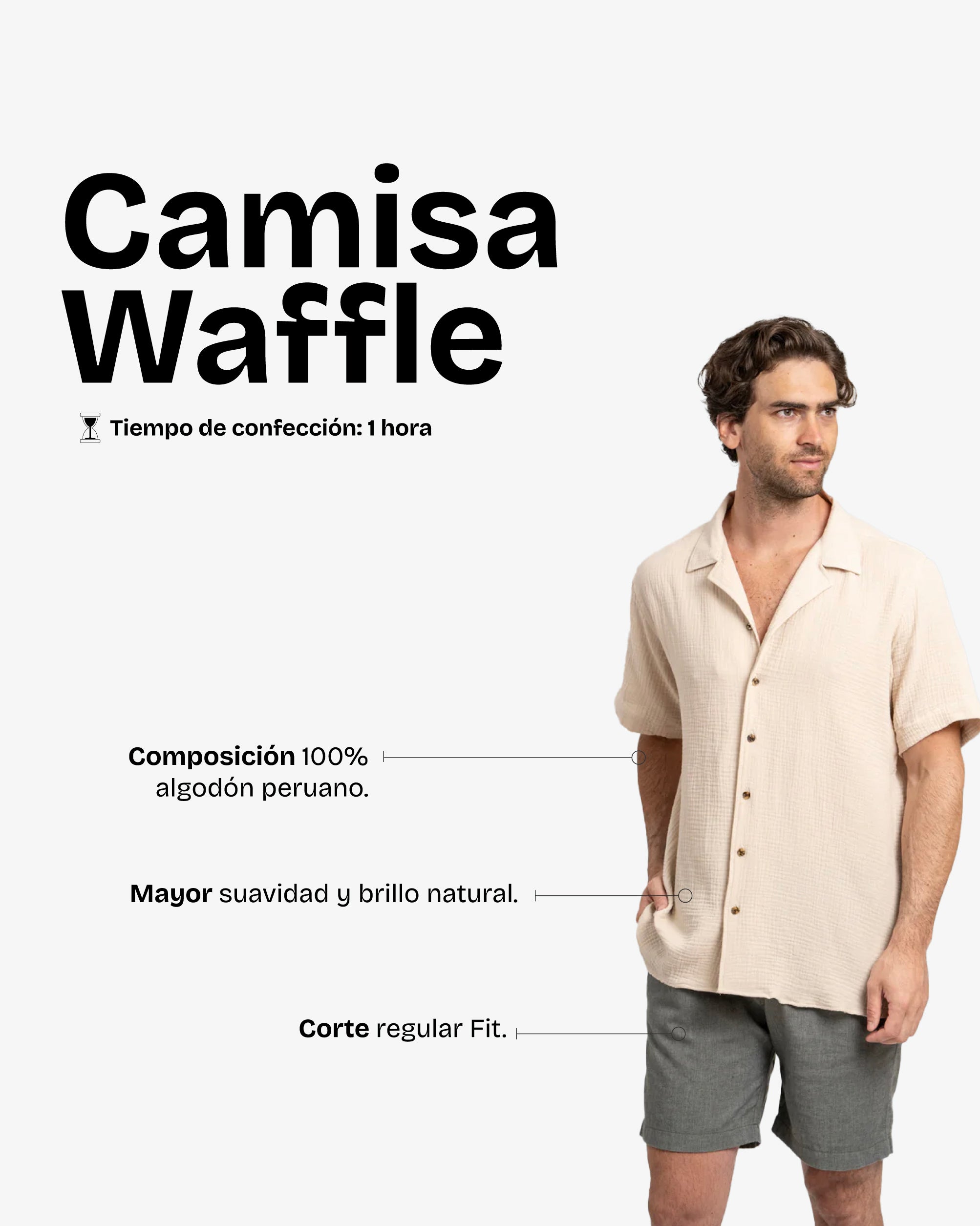 Camisa Waffler Corta Beige