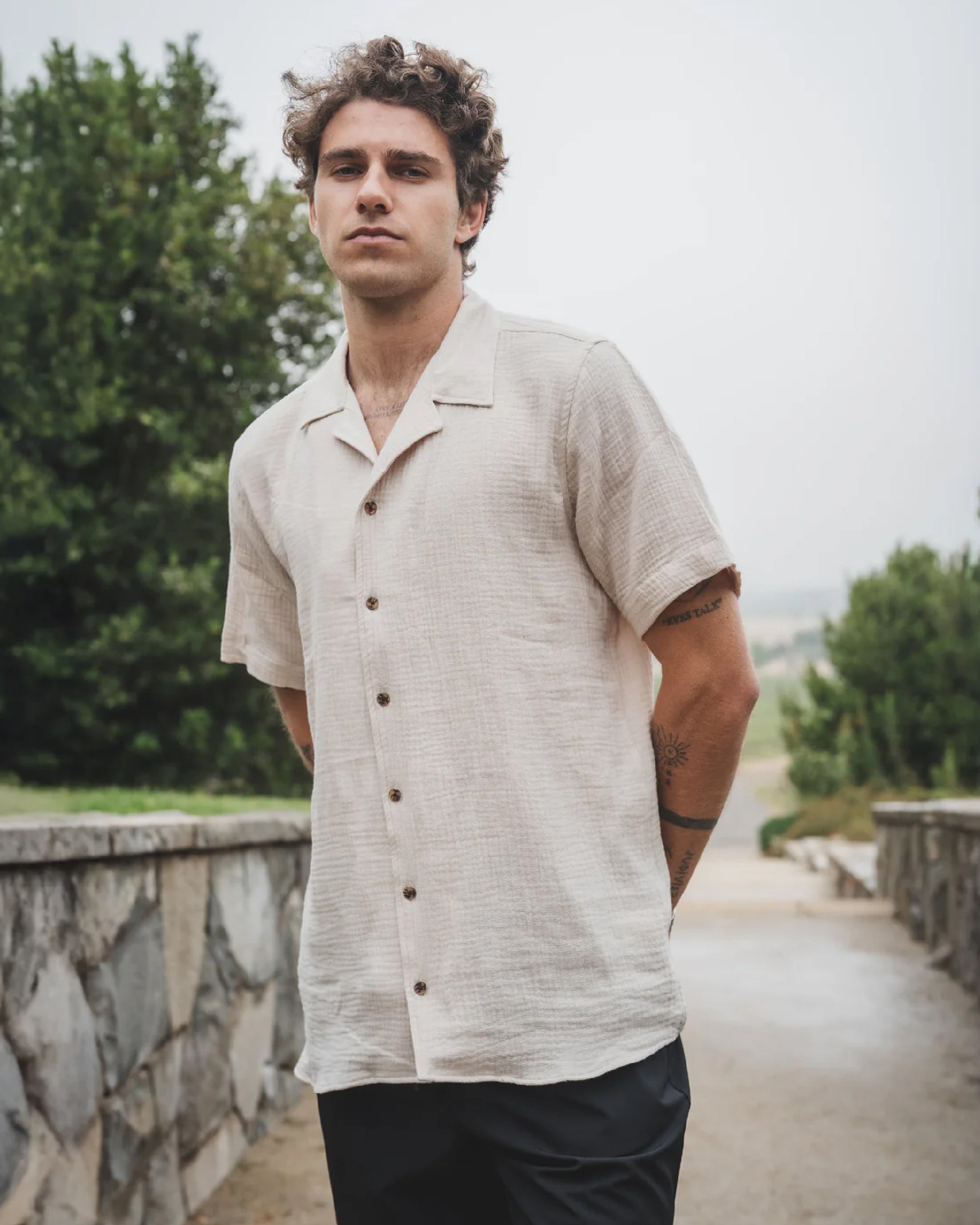 Camisa Waffler Corta Beige