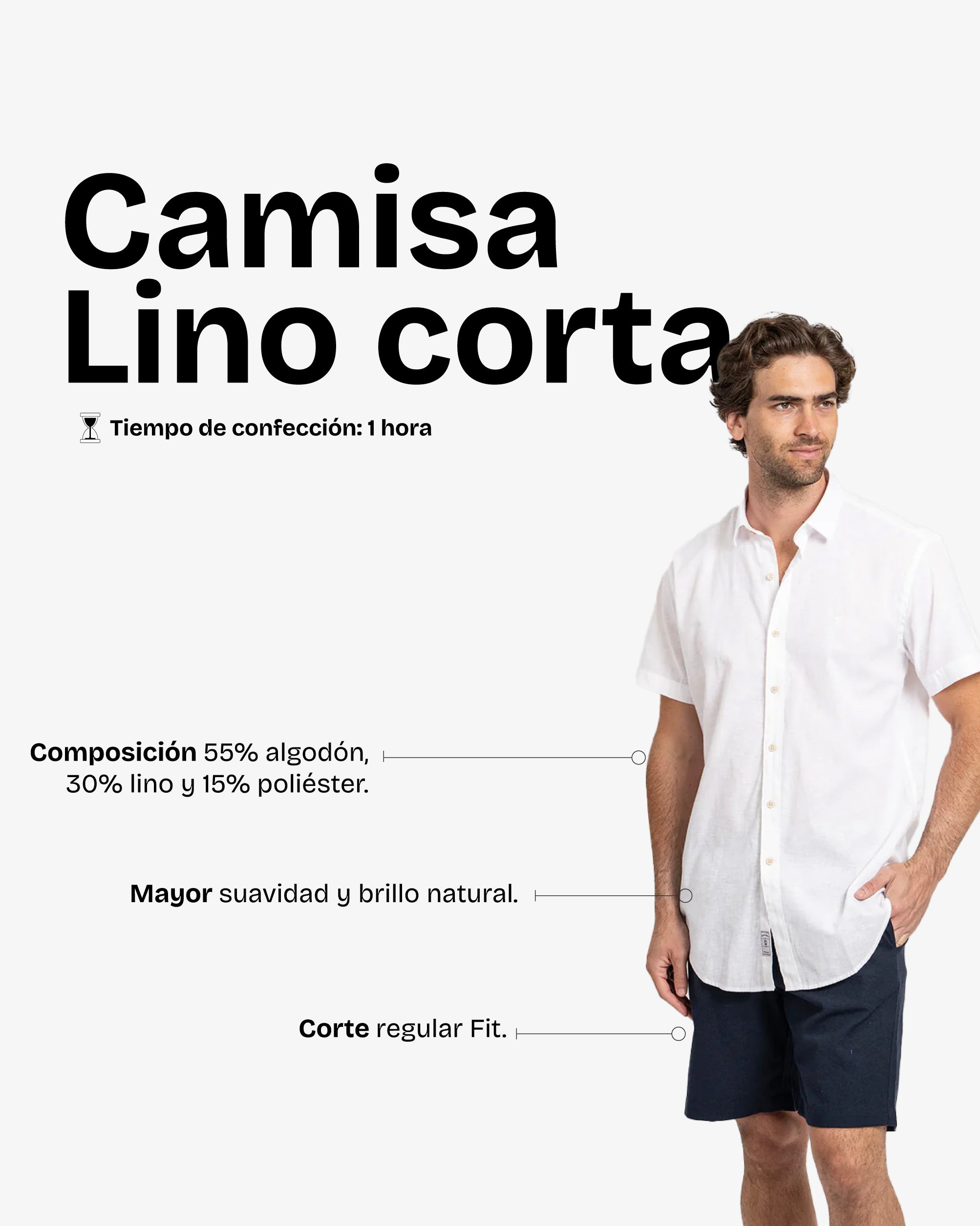 Camisa Lino Corta Blanco