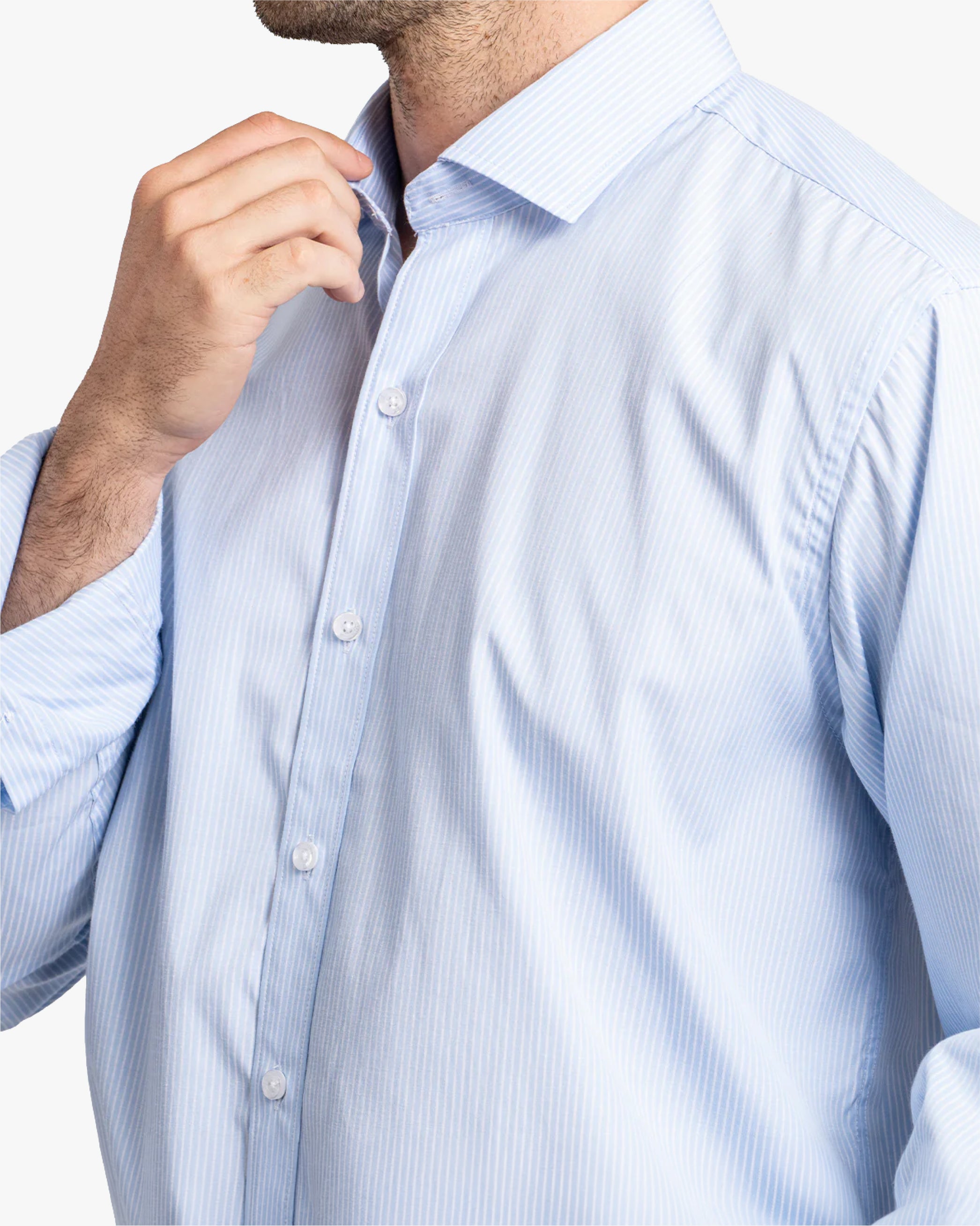Camisa Vestir Líneas Celeste