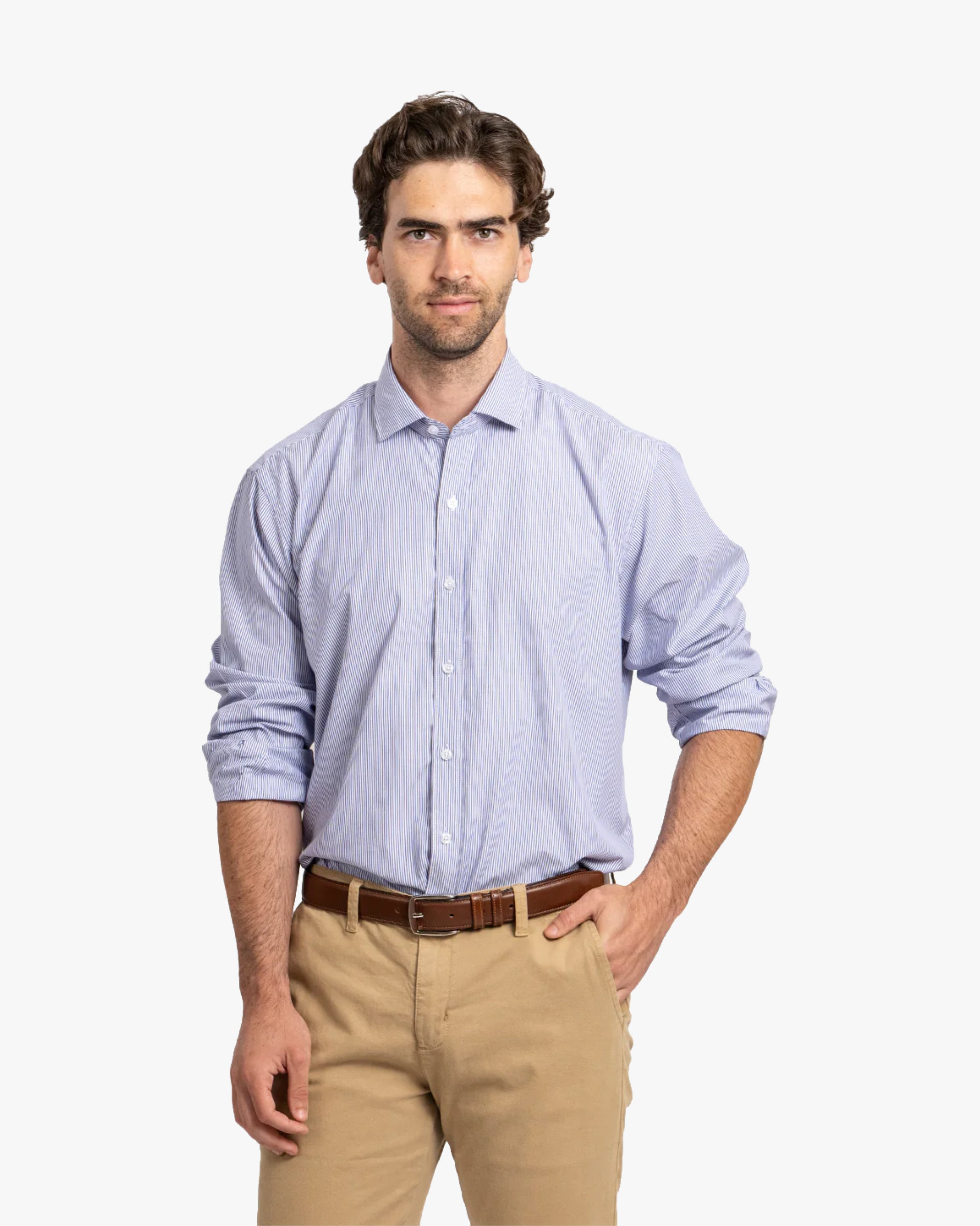 Camisa Vestir Líneas Azul