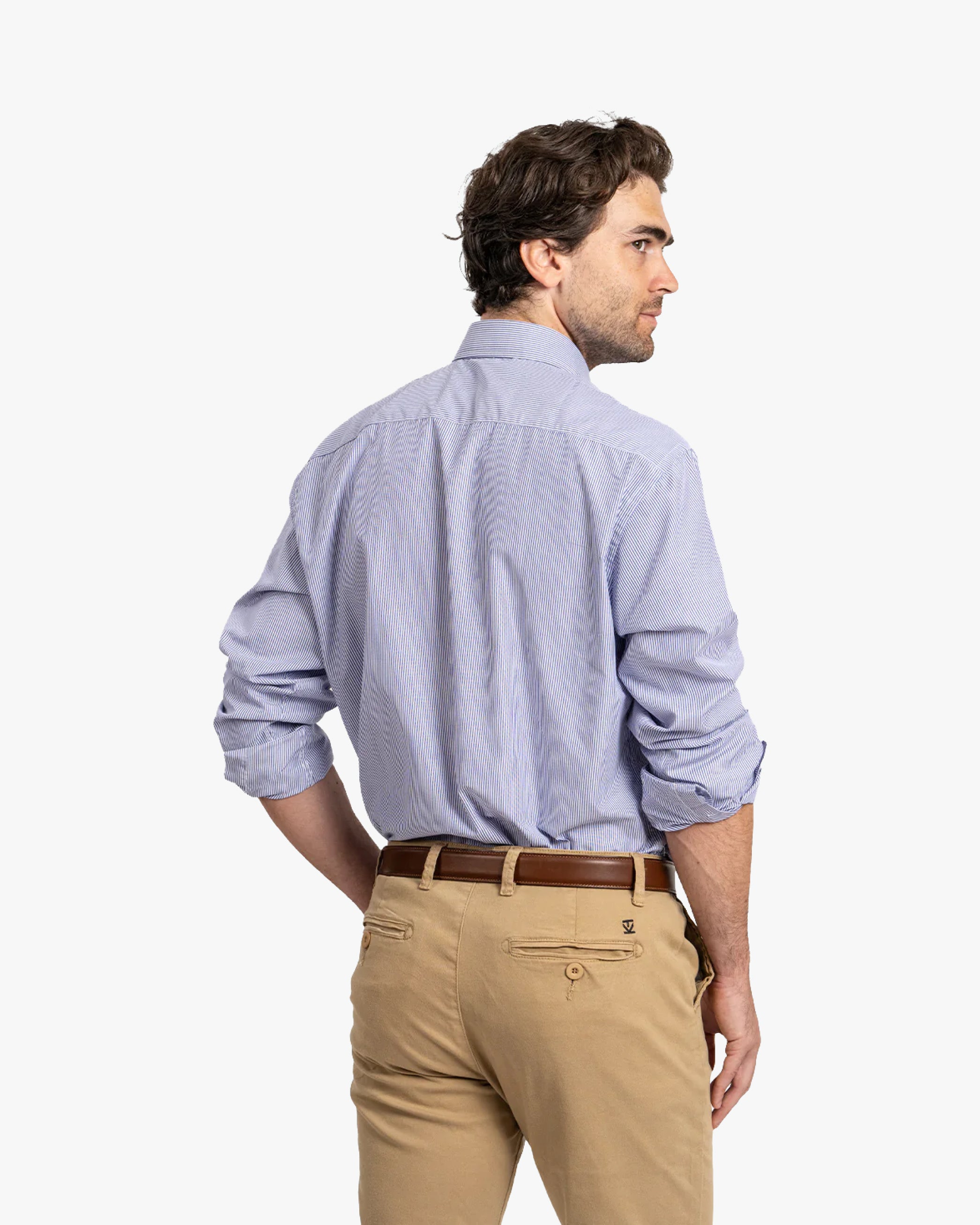 Camisa Vestir Líneas Azul