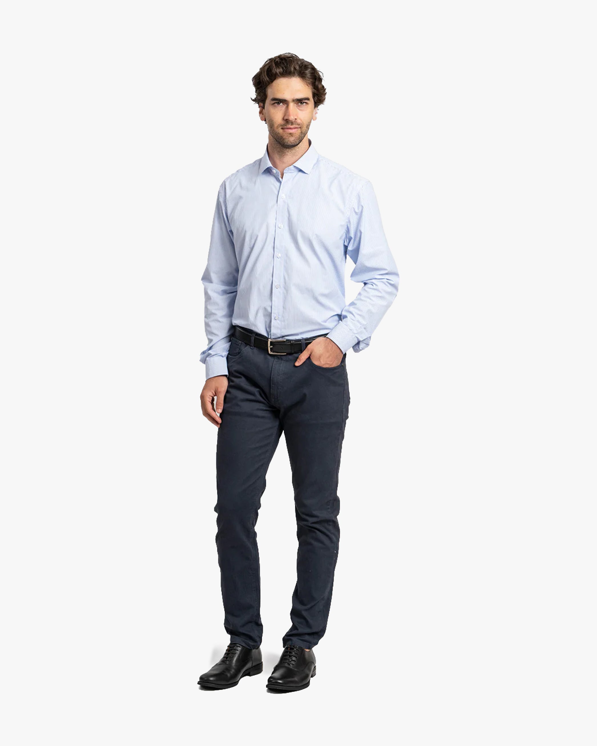 Camisa Vestir Rayas Celeste