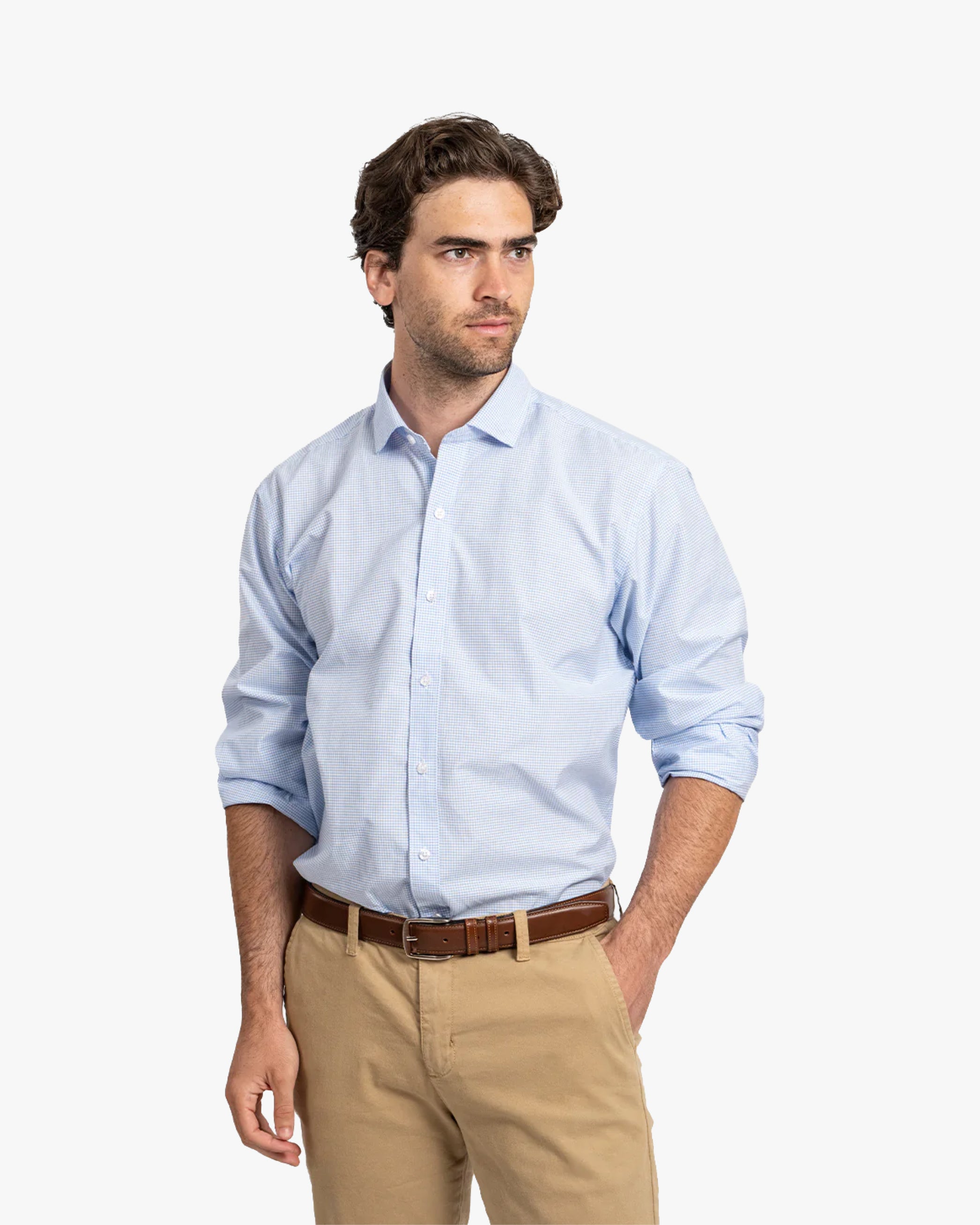 Camisa Vestir Cuadros Blanco