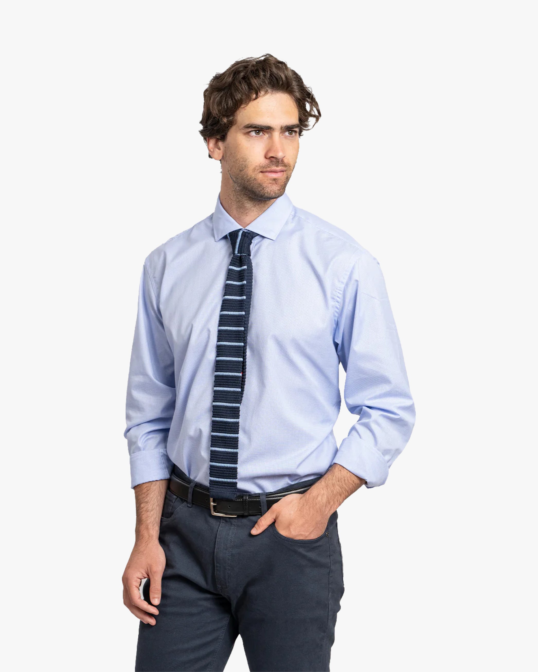 Camisa Vestir Cuadros Celeste