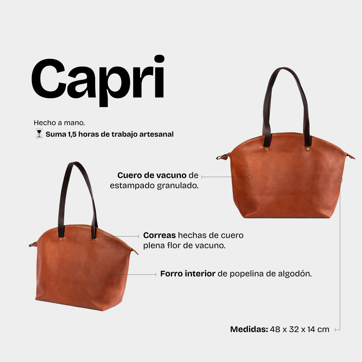 Cartera Capri Cognac - Trauko