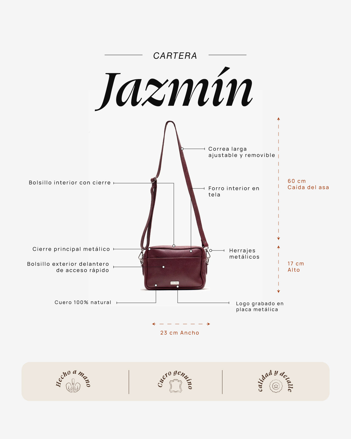 Cartera Jazmín Cherry - Galana