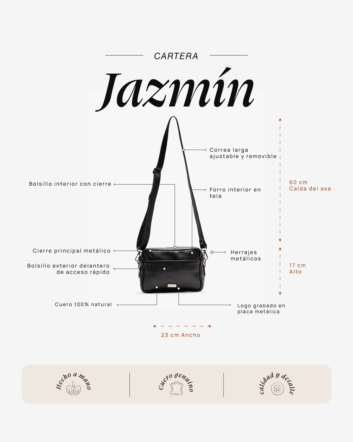 Cartera Jazmín Negro - Galana