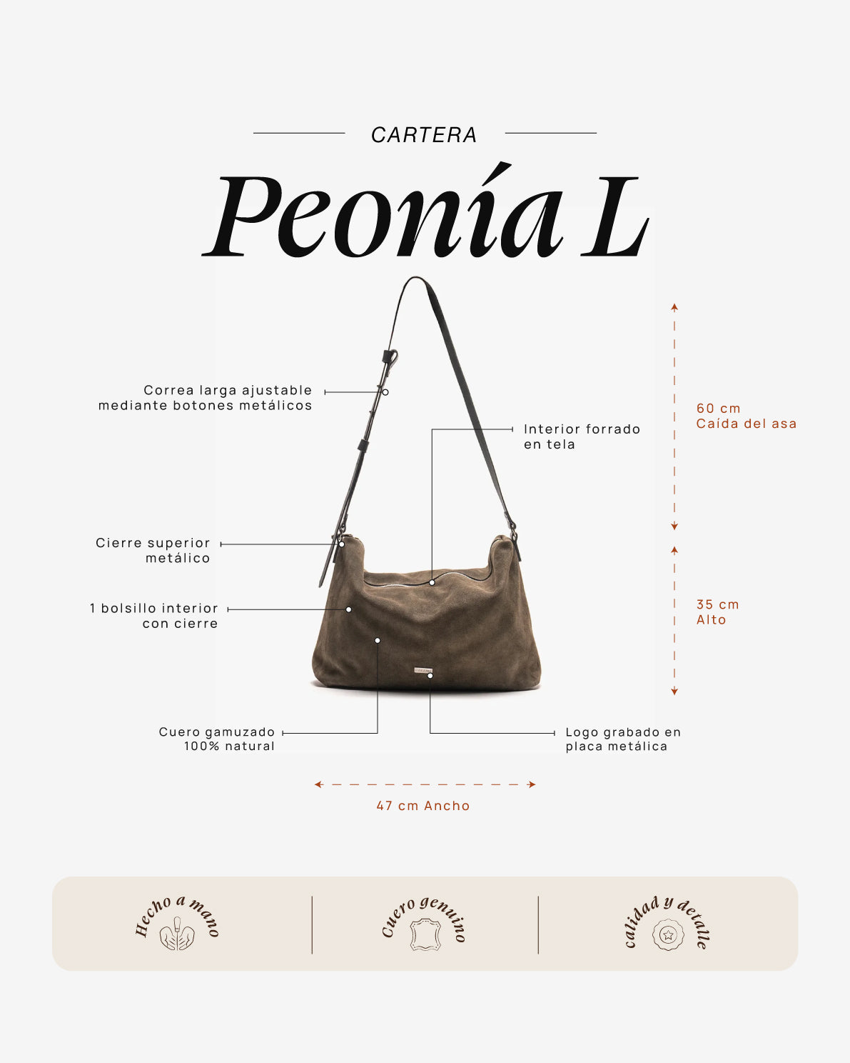 Cartera Peonía L Musgo - Galana