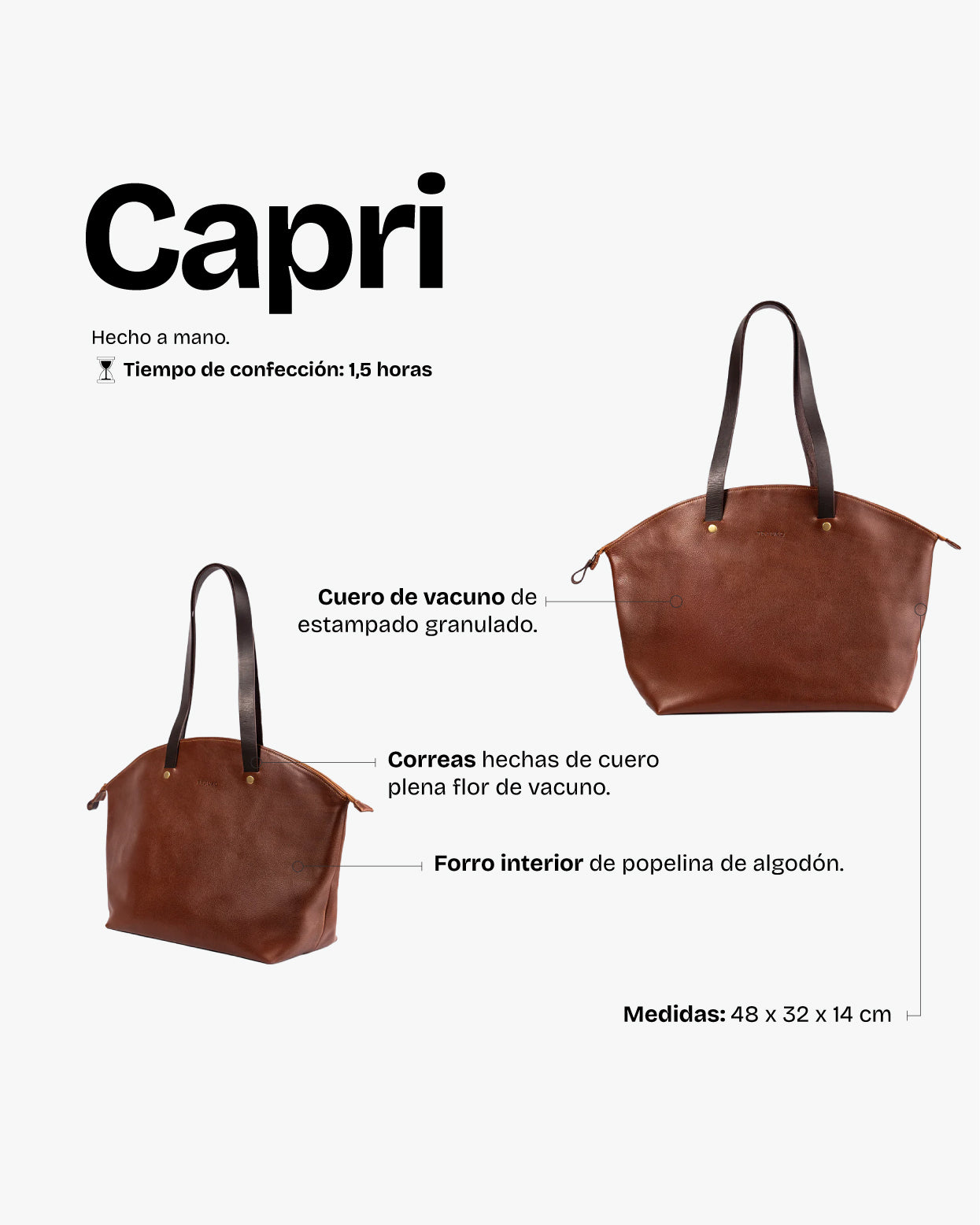Cartera Capri Castaño - Trauko