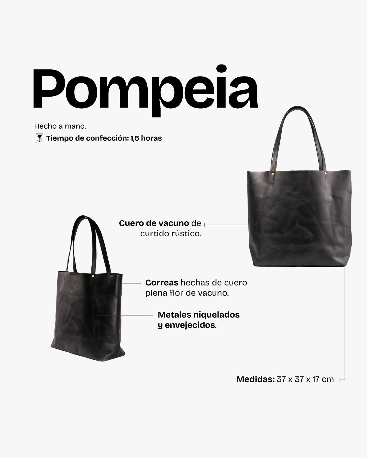 Cartera Pompeia Negro - Trauko