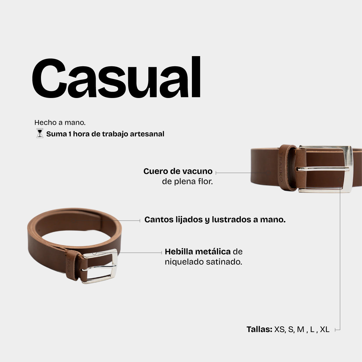 Cinturón Casual Café - Trauko