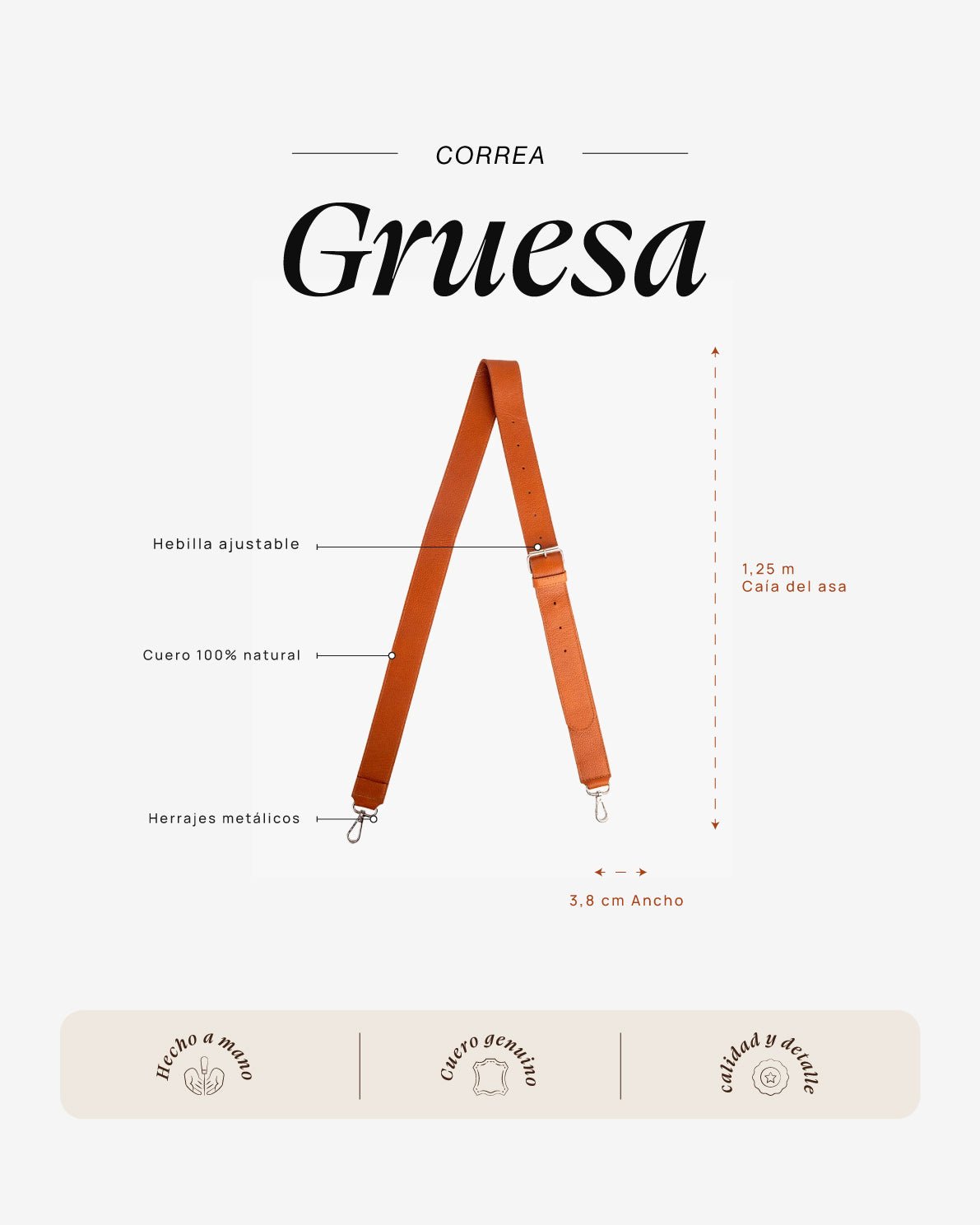 Correa Gruesa Cognac - Galana