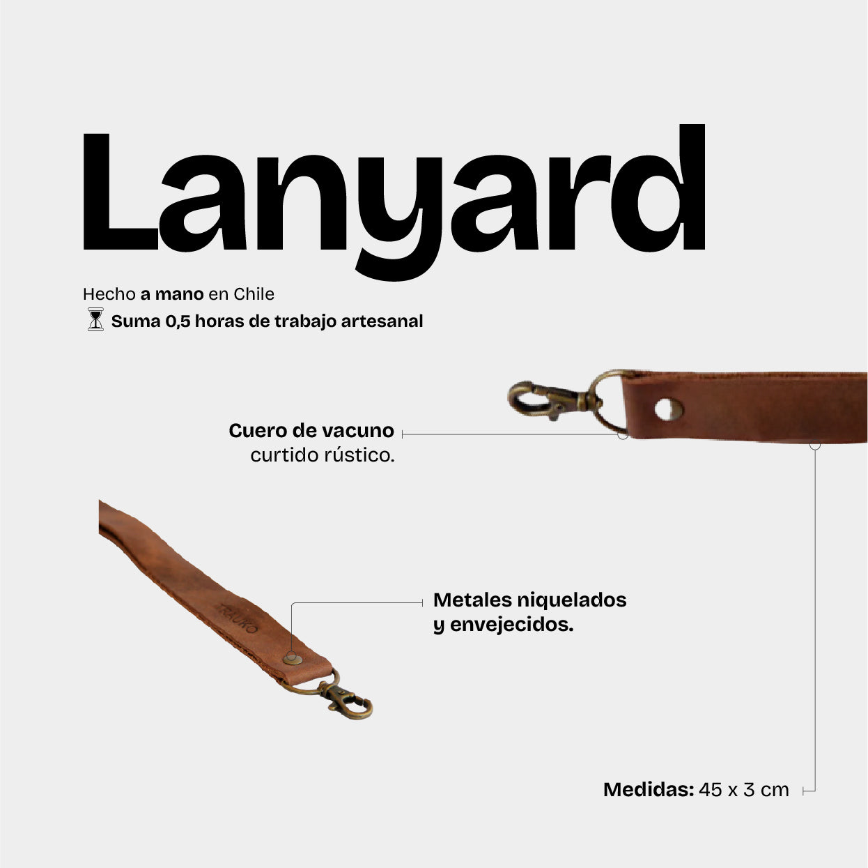 Lanyard de Cuero Café - Trauko