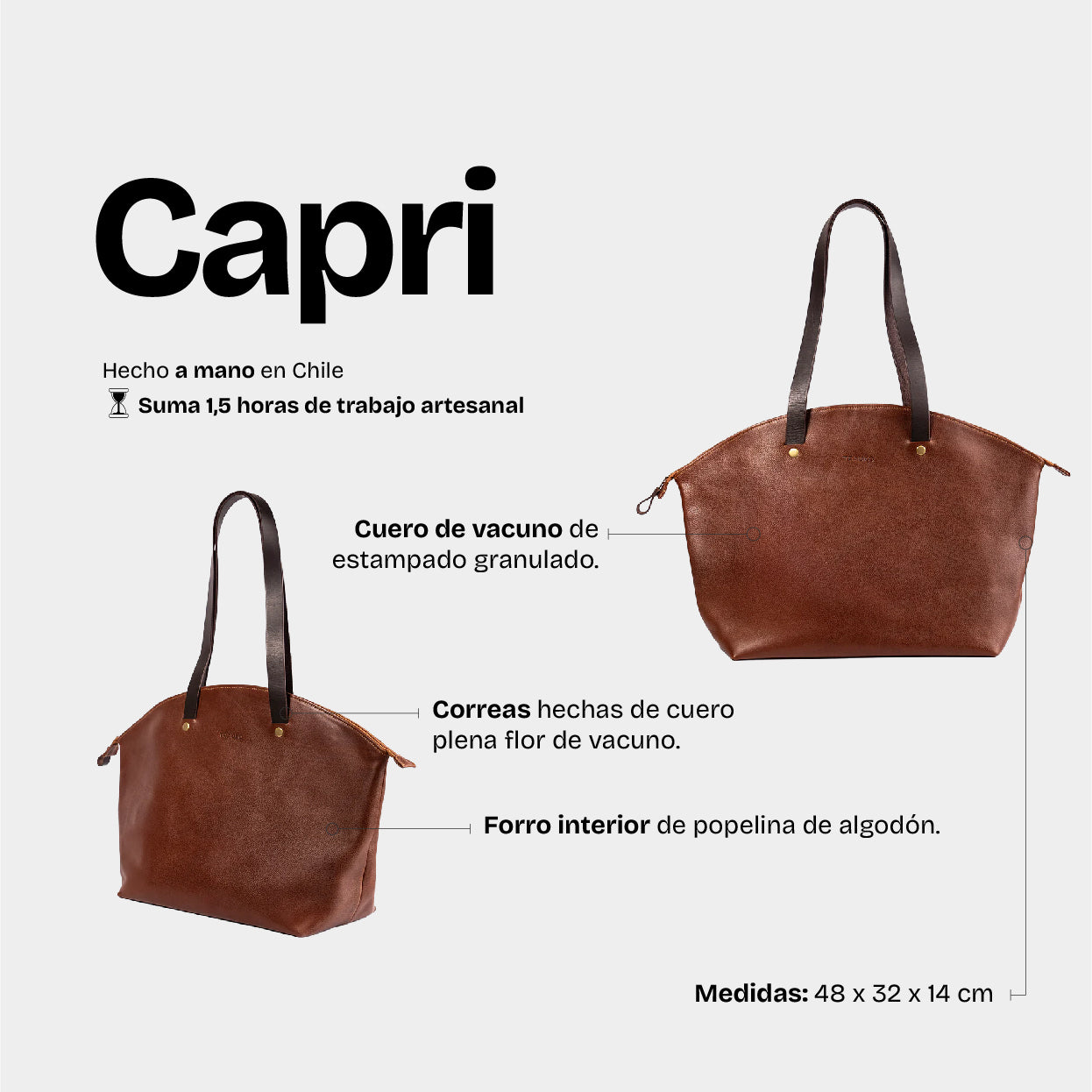 Cartera Capri Castaño - Trauko