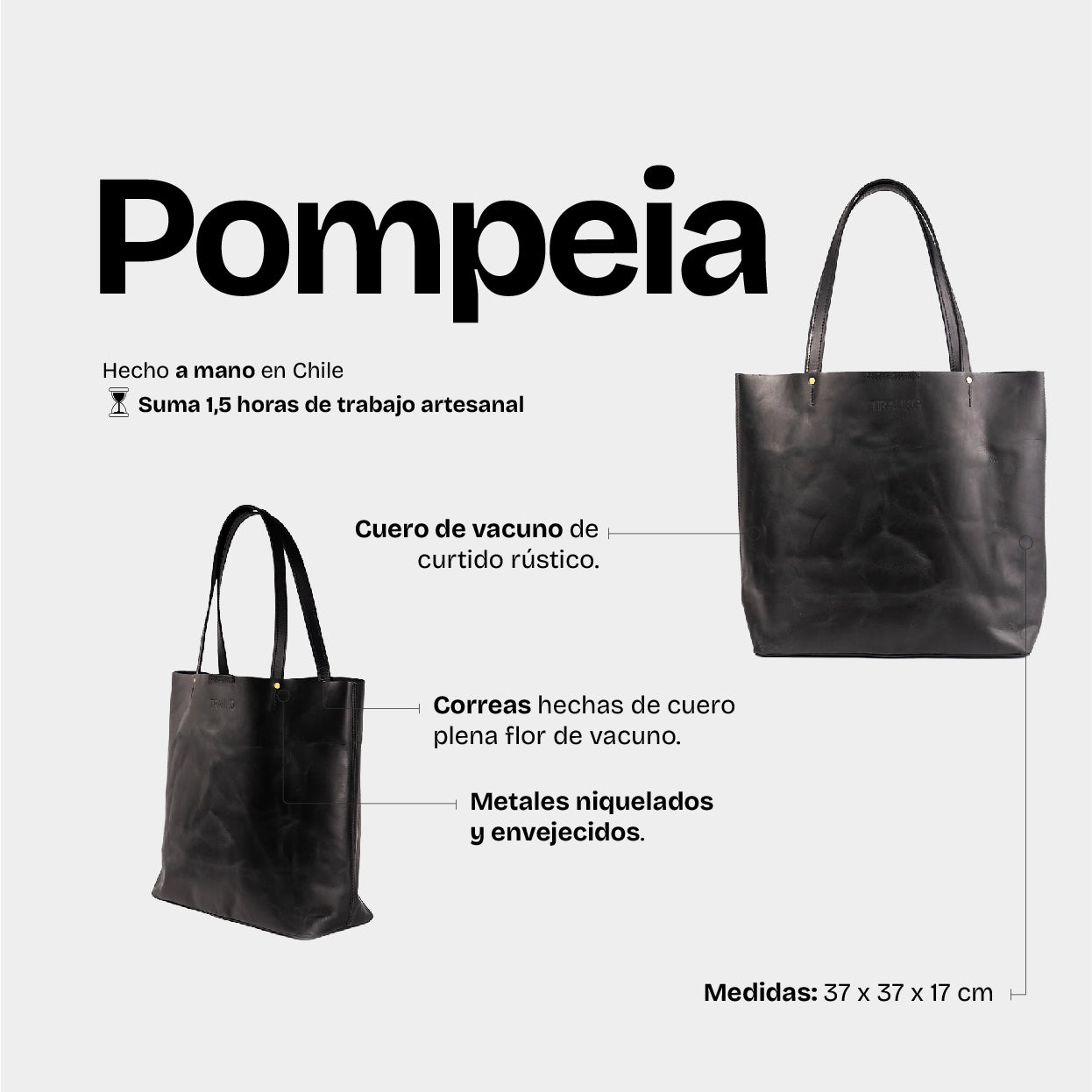 Cartera Pompeia Negro - Trauko