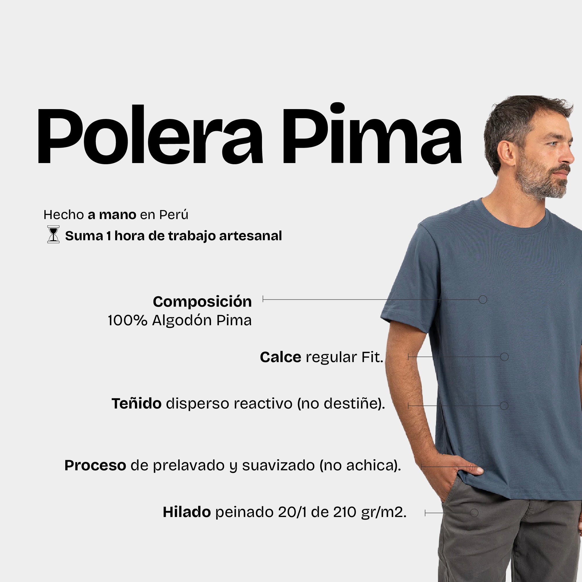 Polera Pima Azul